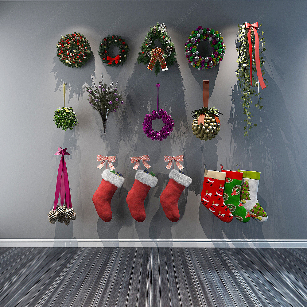 圣诞树圣诞礼物节日装饰品3D模型