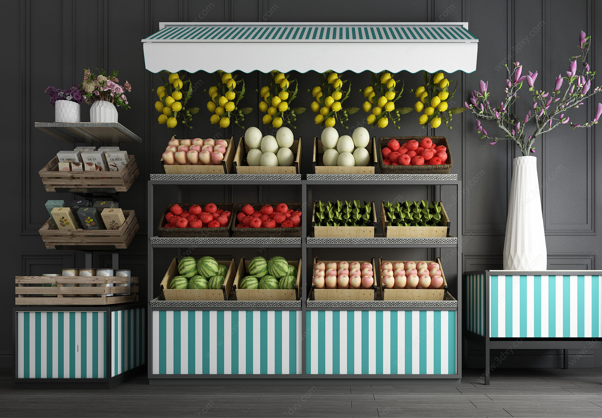 超市水果货架货柜水果店3D模型