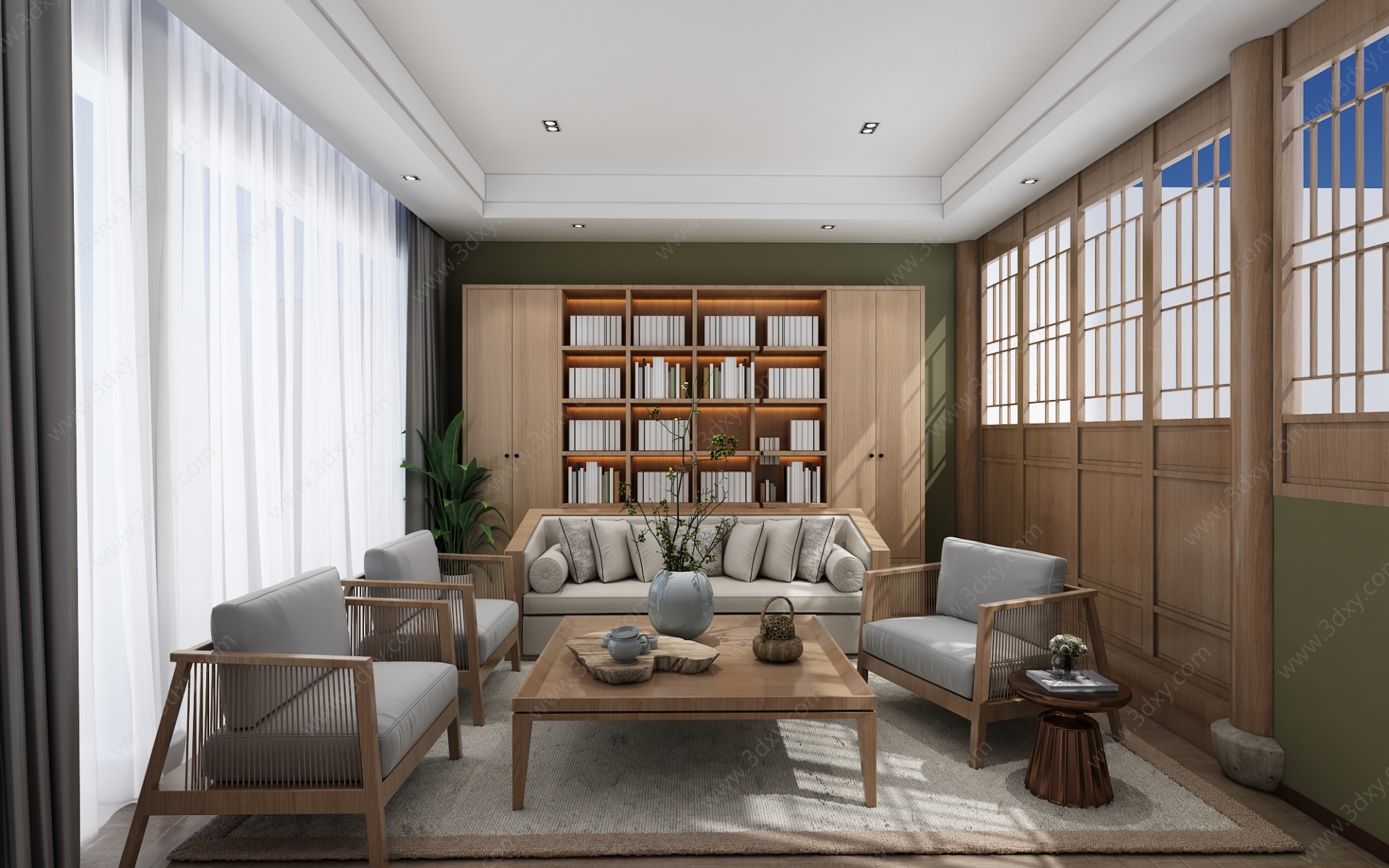 新中式客厅现代客厅3D模型