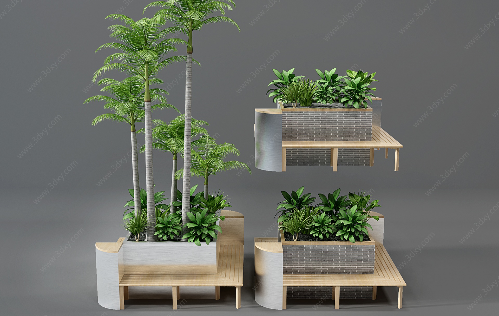 座椅花池花坛植物椰子树3D模型