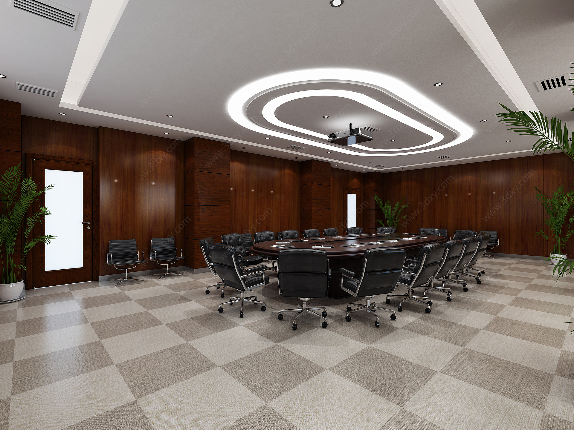 现代会议室大会议室3D模型