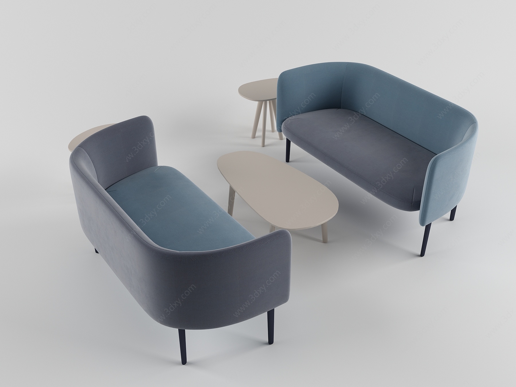 现代半圆薄形双人沙发3D模型