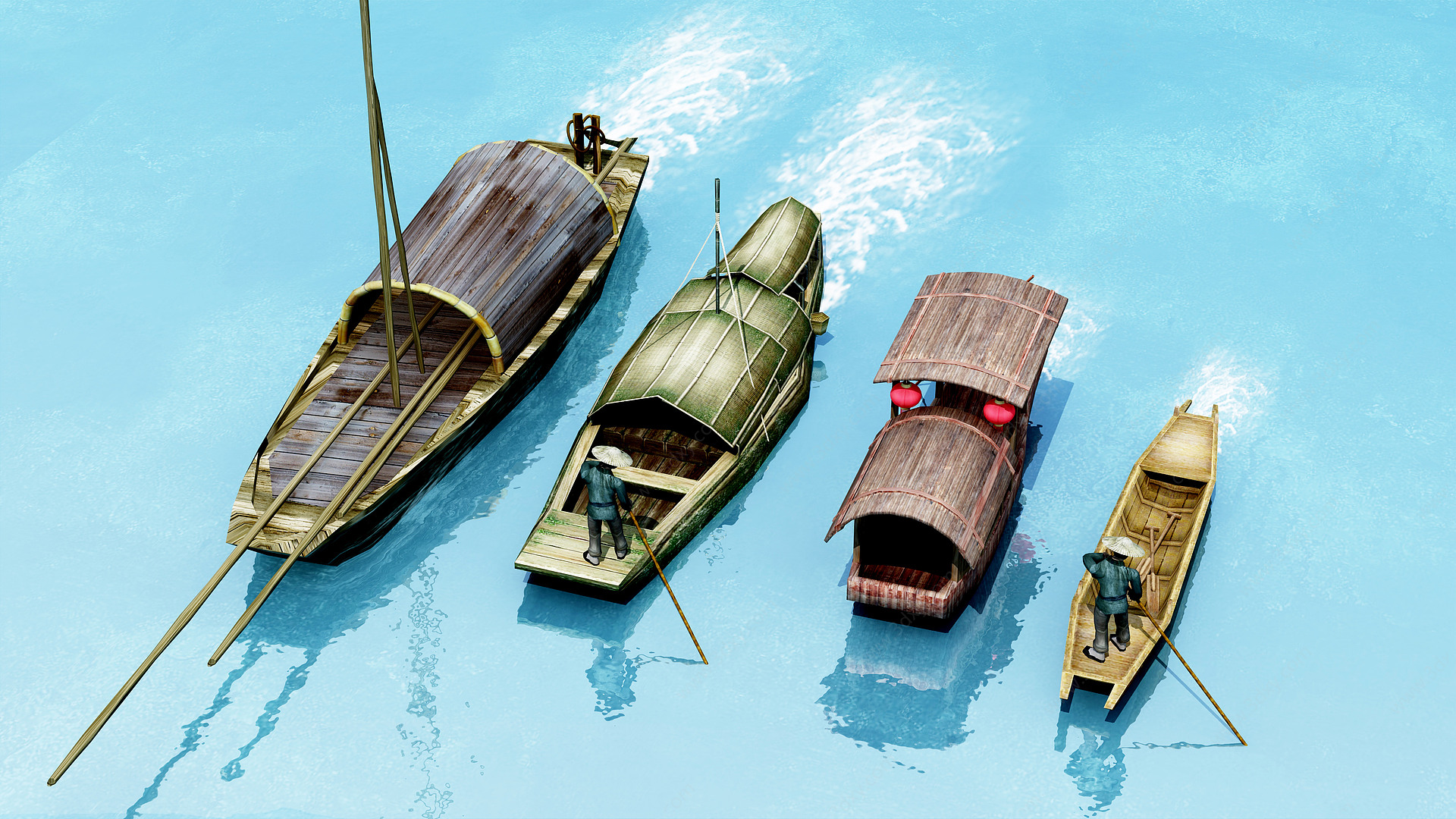 现代木船3D模型