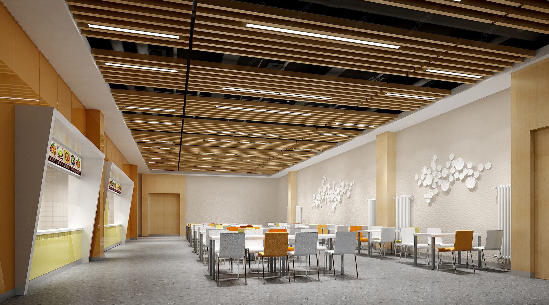 现代风格餐厅食堂3D模型