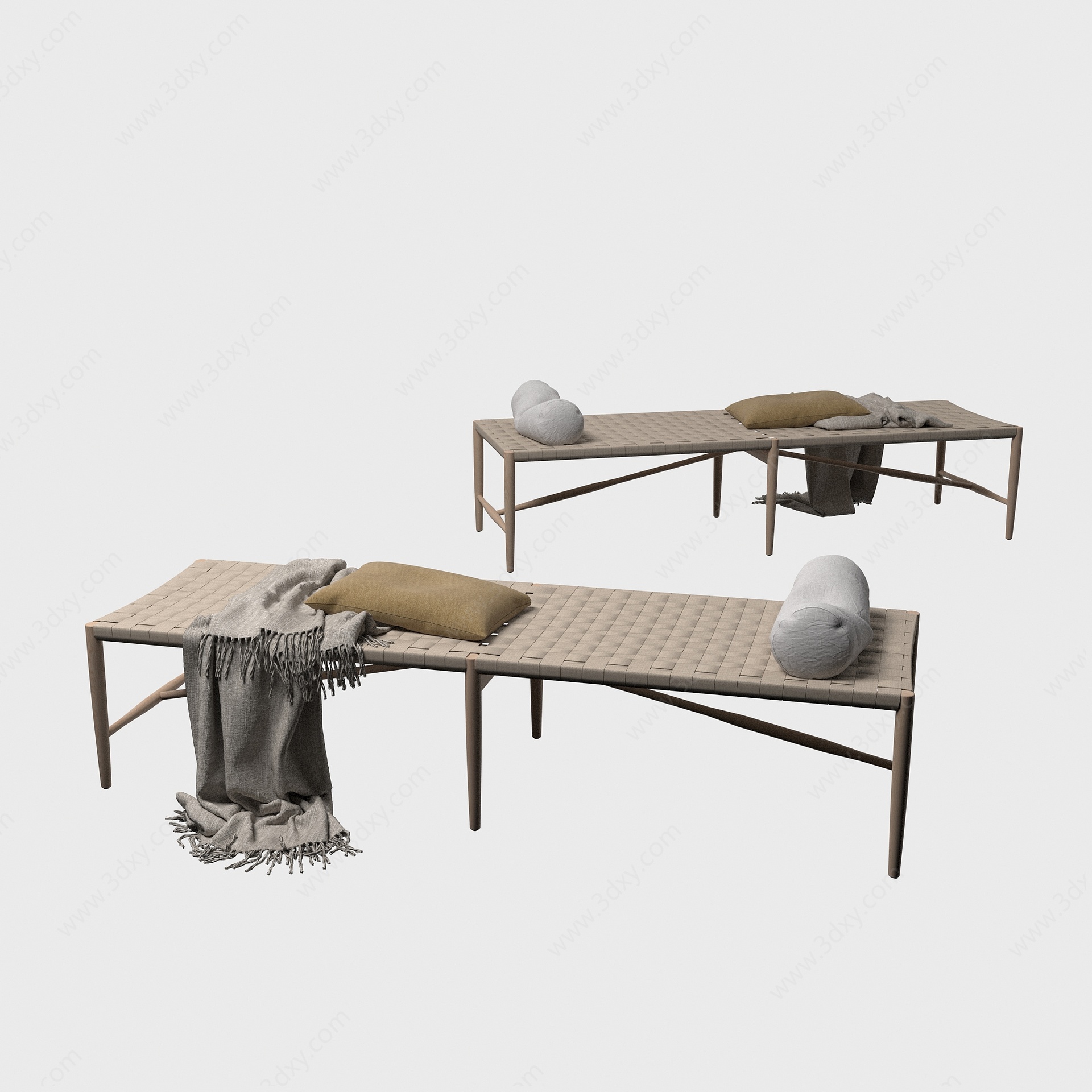 侘寂床尾凳3D模型