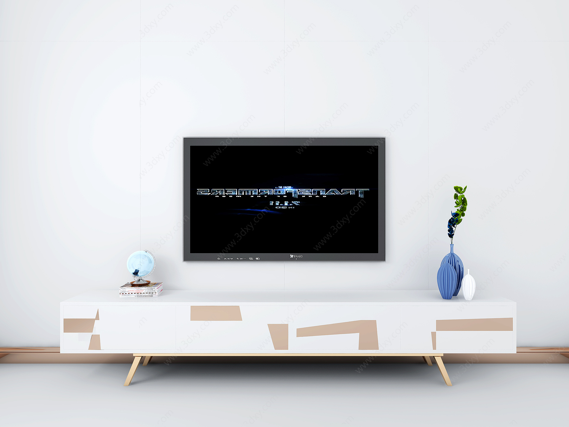 现代电视柜装饰品电视3D模型