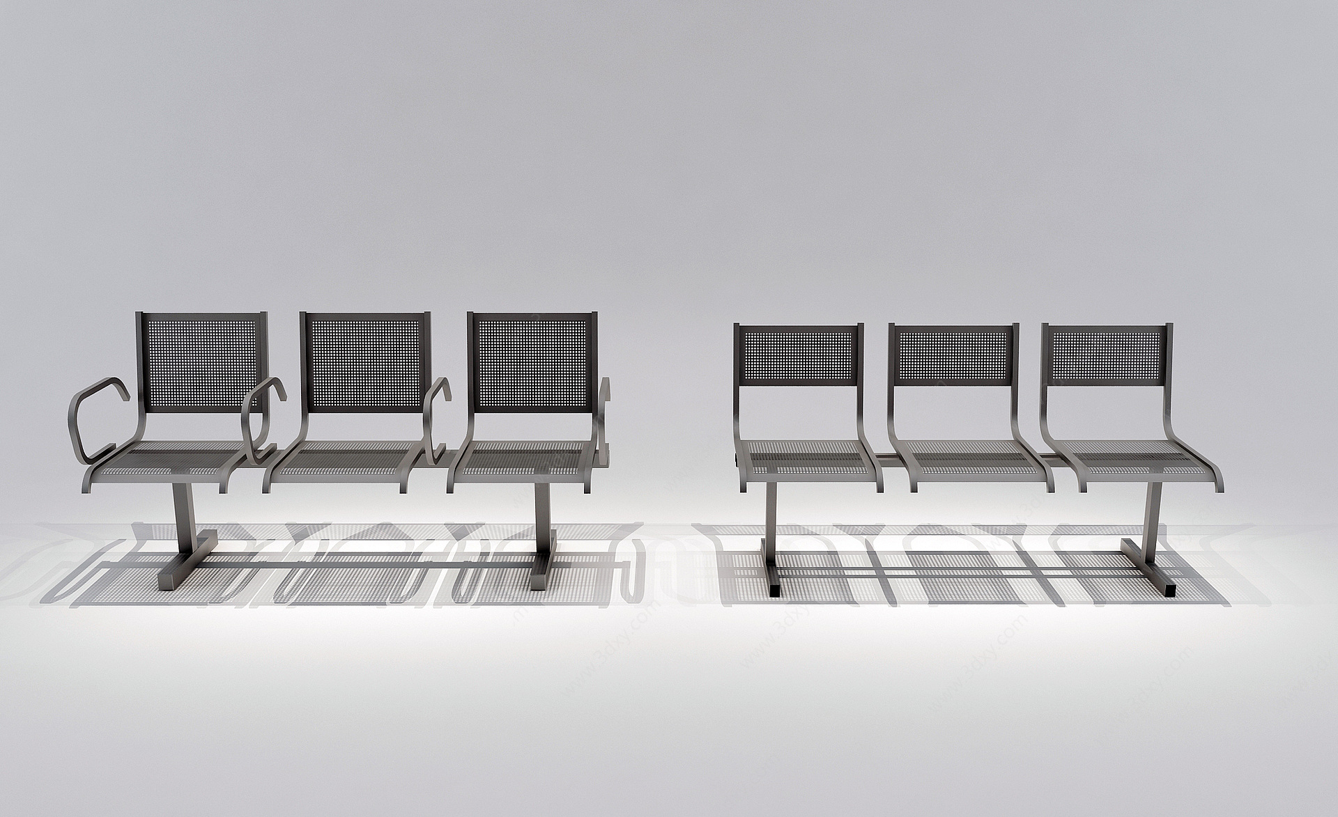 现代公共椅长条椅排椅3D模型