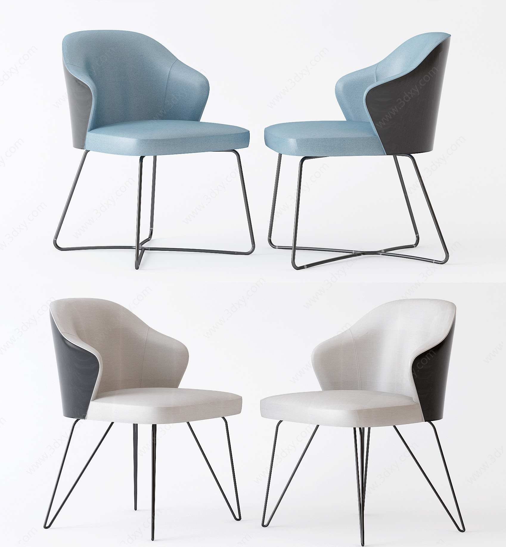 现代不锈钢餐椅3D模型