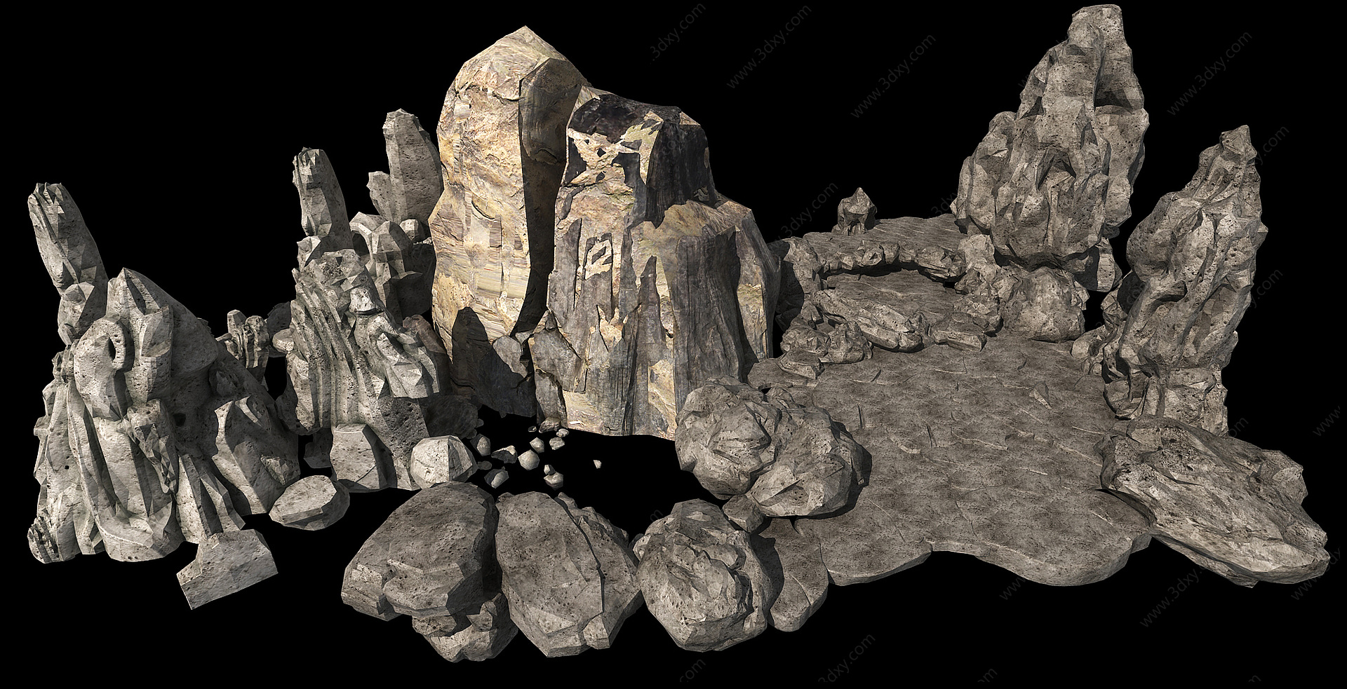 假山石头景观石3D模型