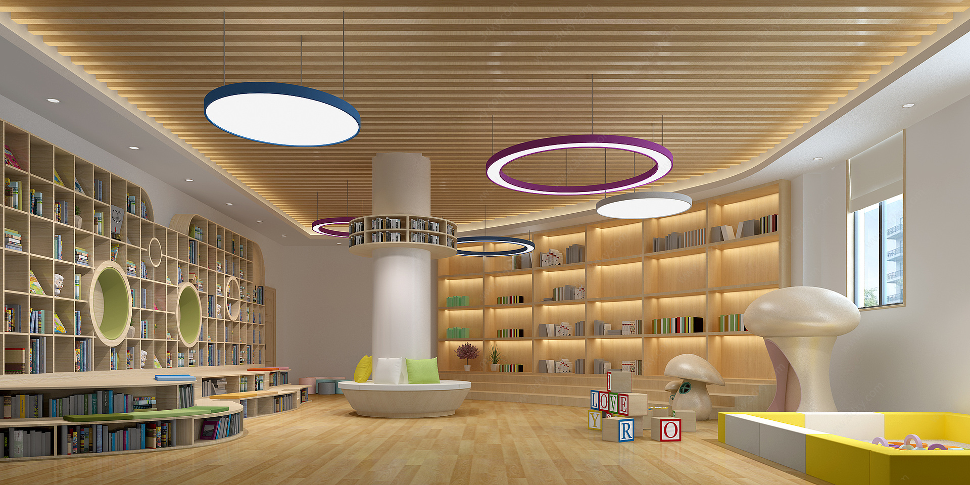 现代亲子阅览室3D模型
