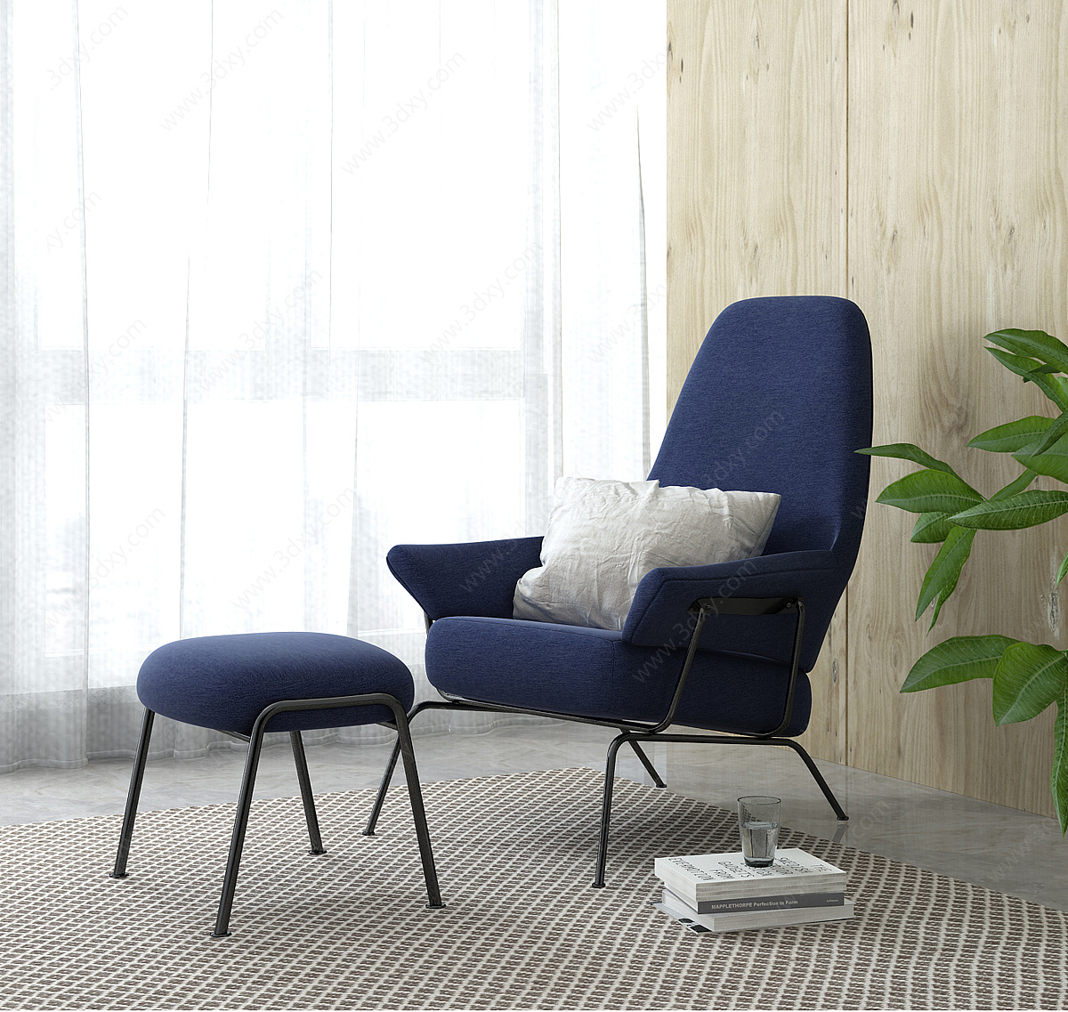 北欧现代休闲单人沙发椅子3D模型