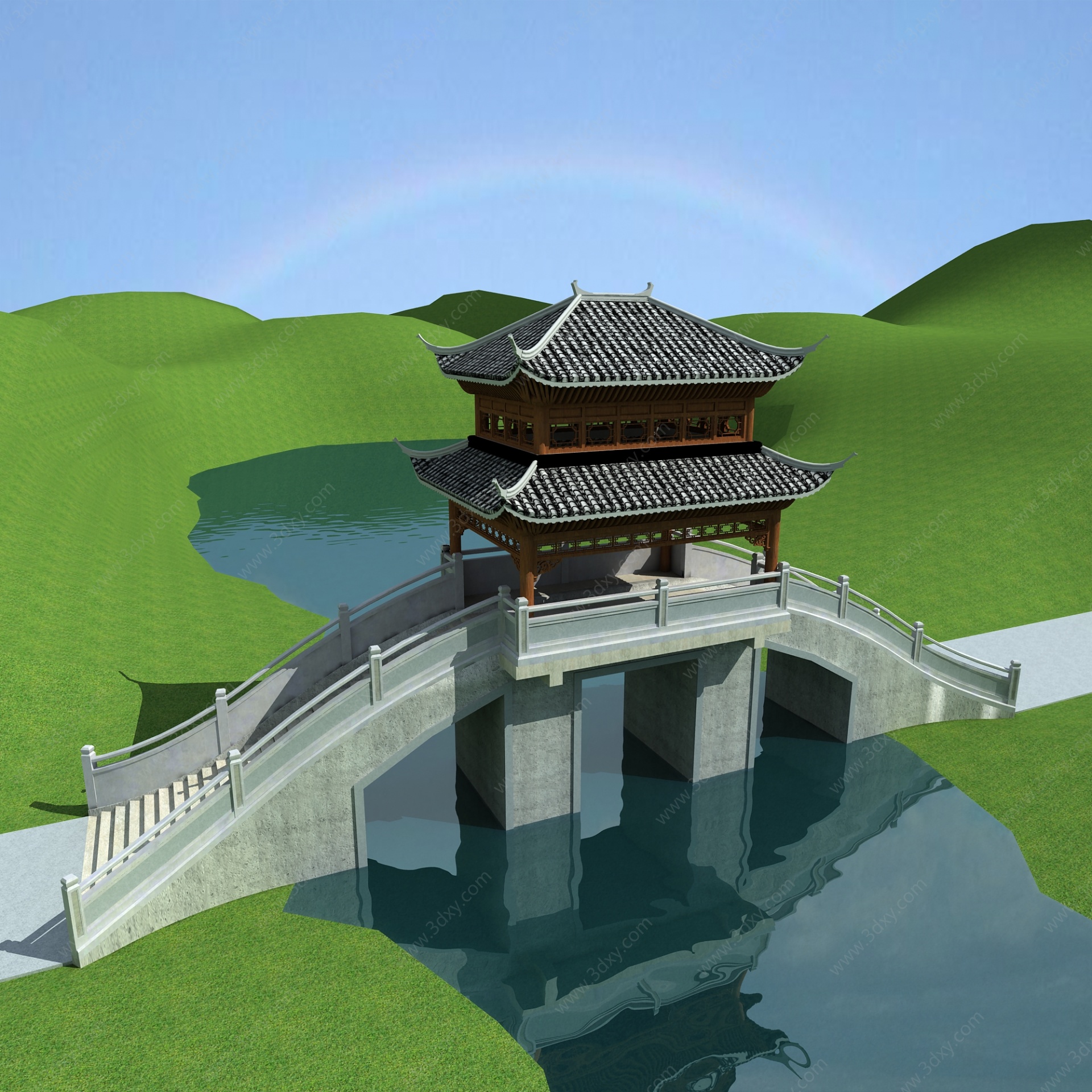 中式桥3D模型