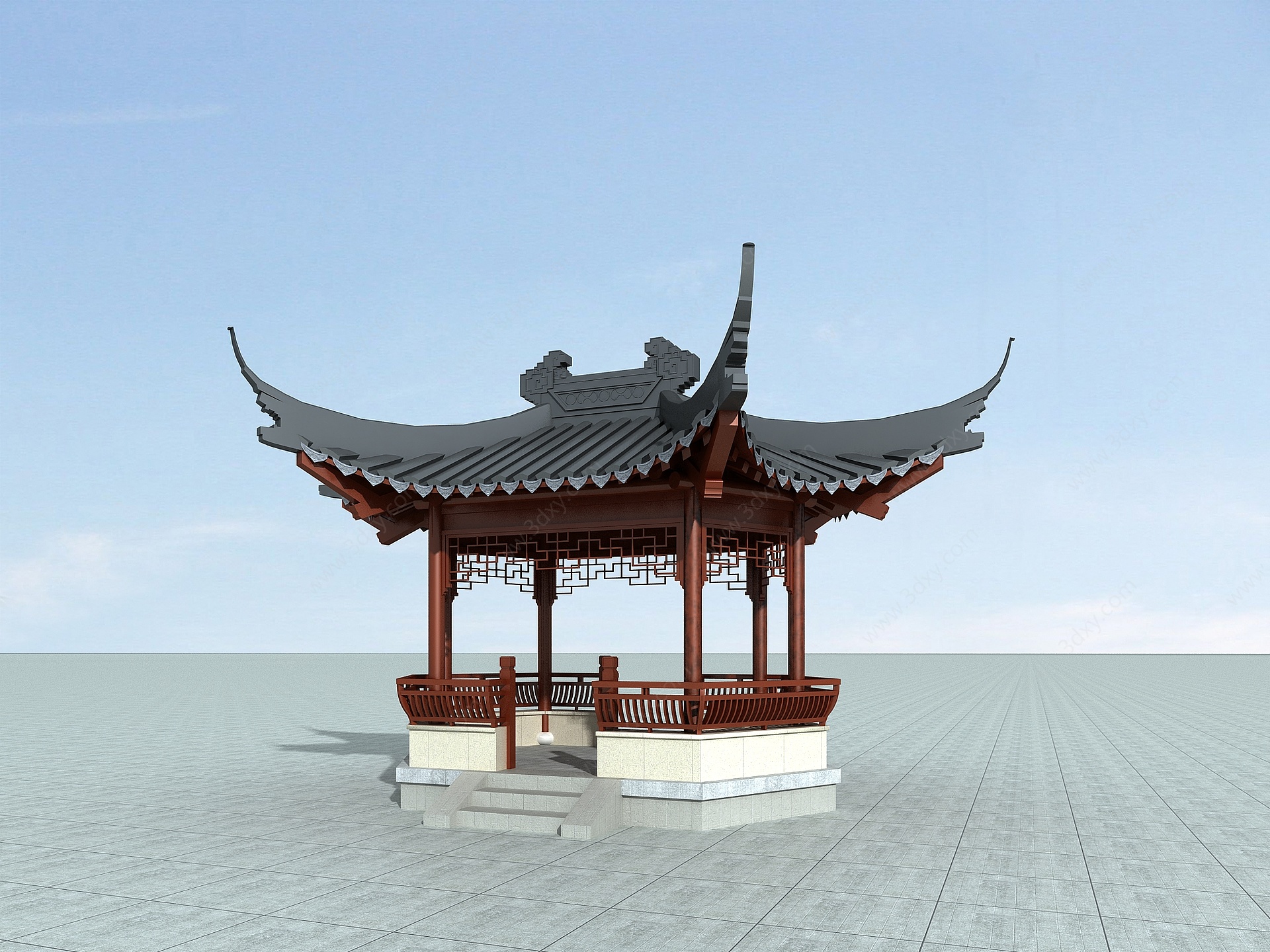 传统中式亭子古建3D模型