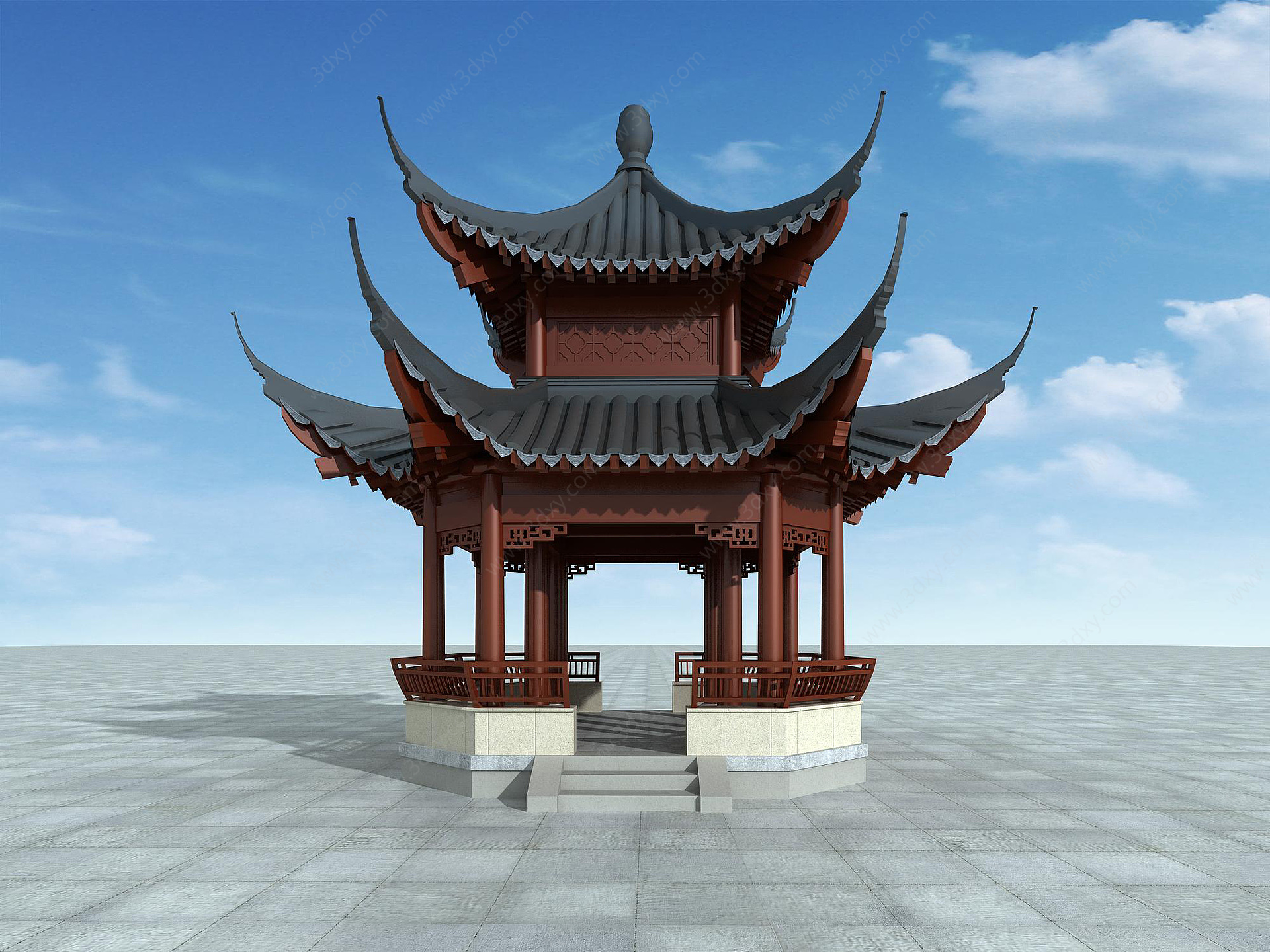 中式亭子3D模型