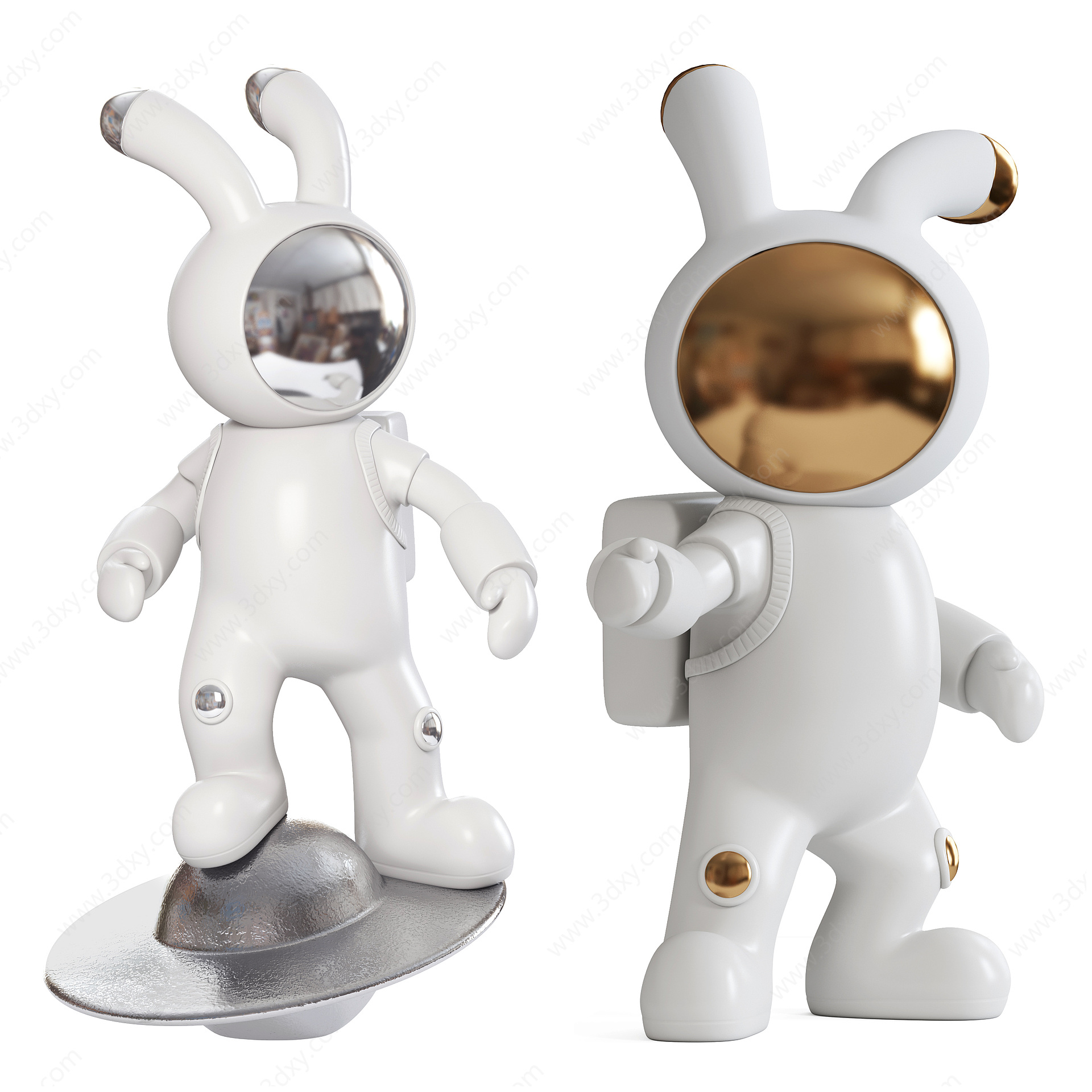 现代太空人雕塑3D模型