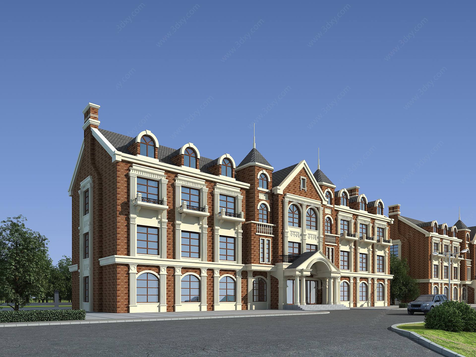 英式办公楼酒店宾馆度假村3D模型
