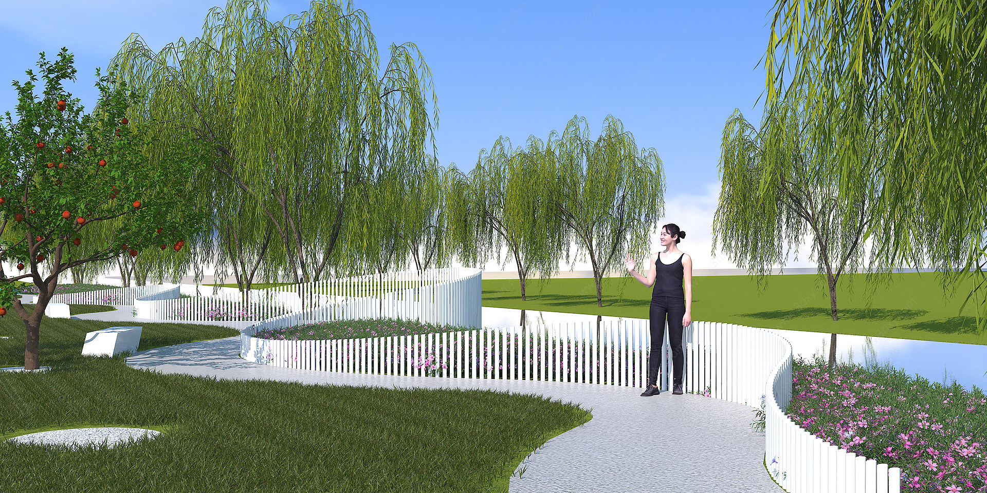 现代景观护栏3D模型