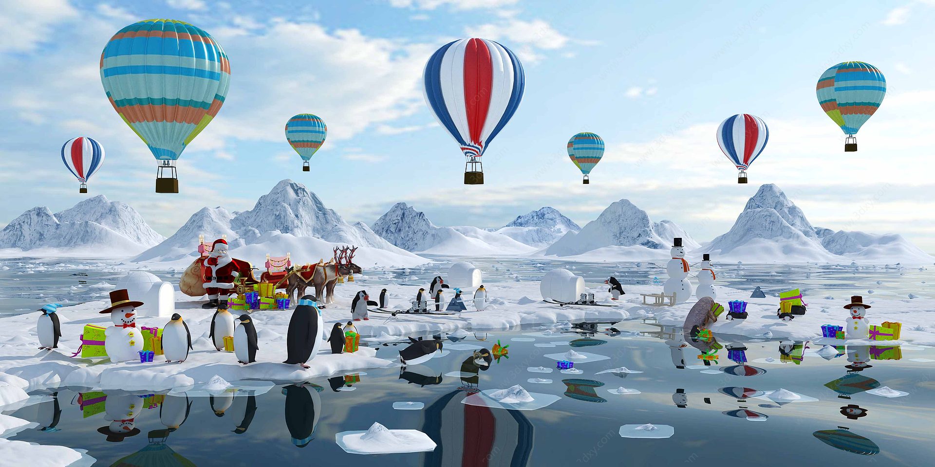 景观小品雪山雪橇雪屋3D模型