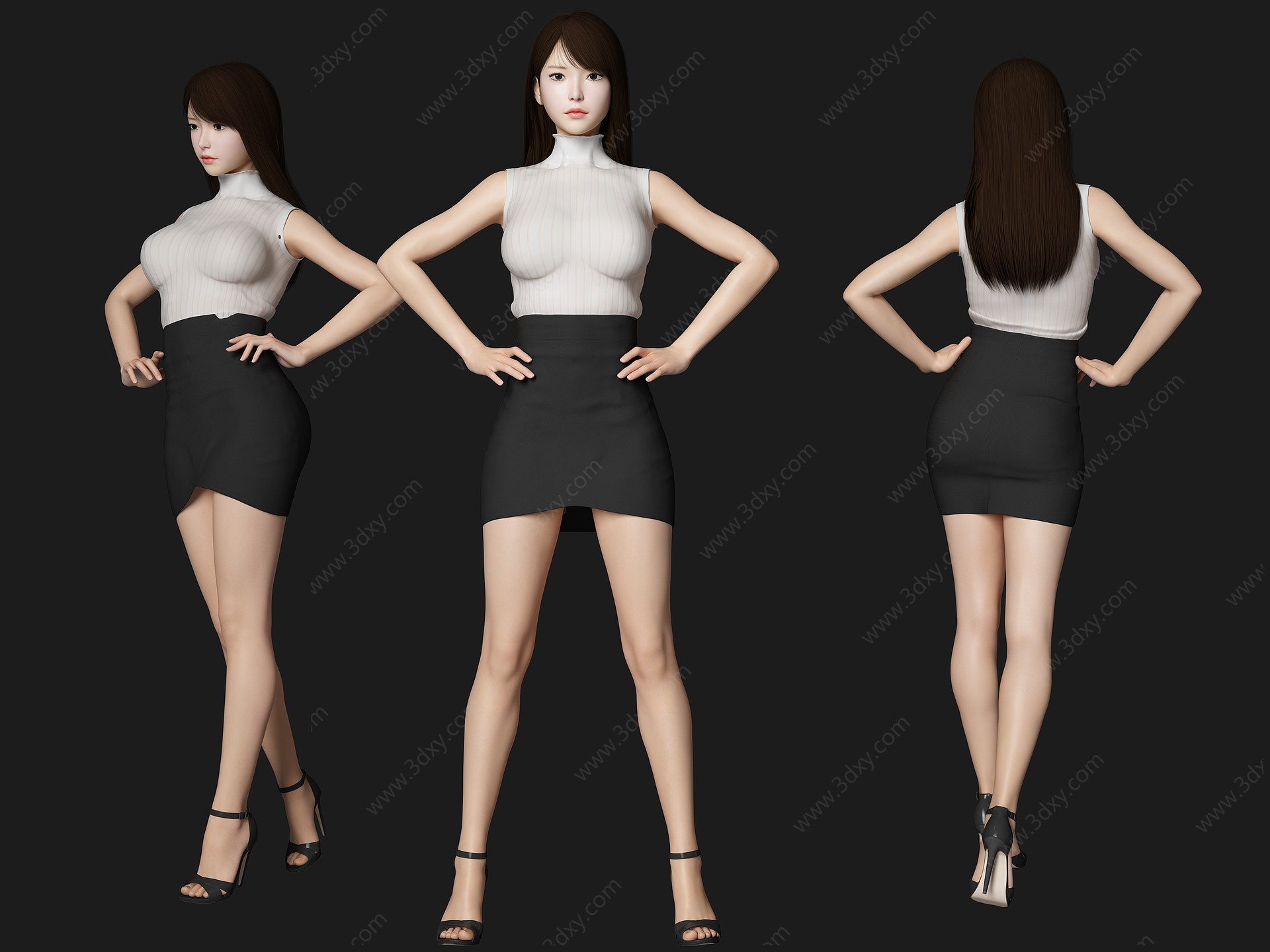 秘书性感美女人物3D模型