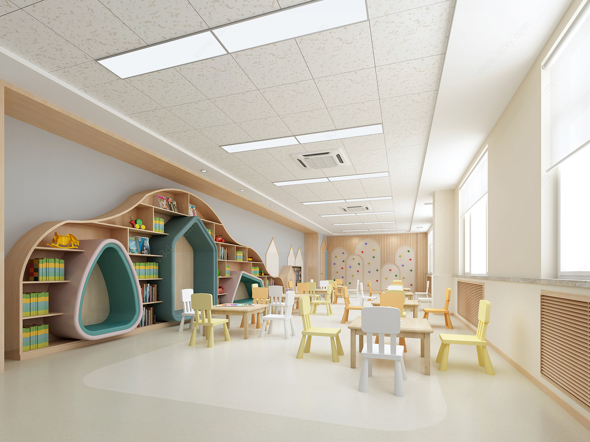现代幼儿园活动室3D模型
