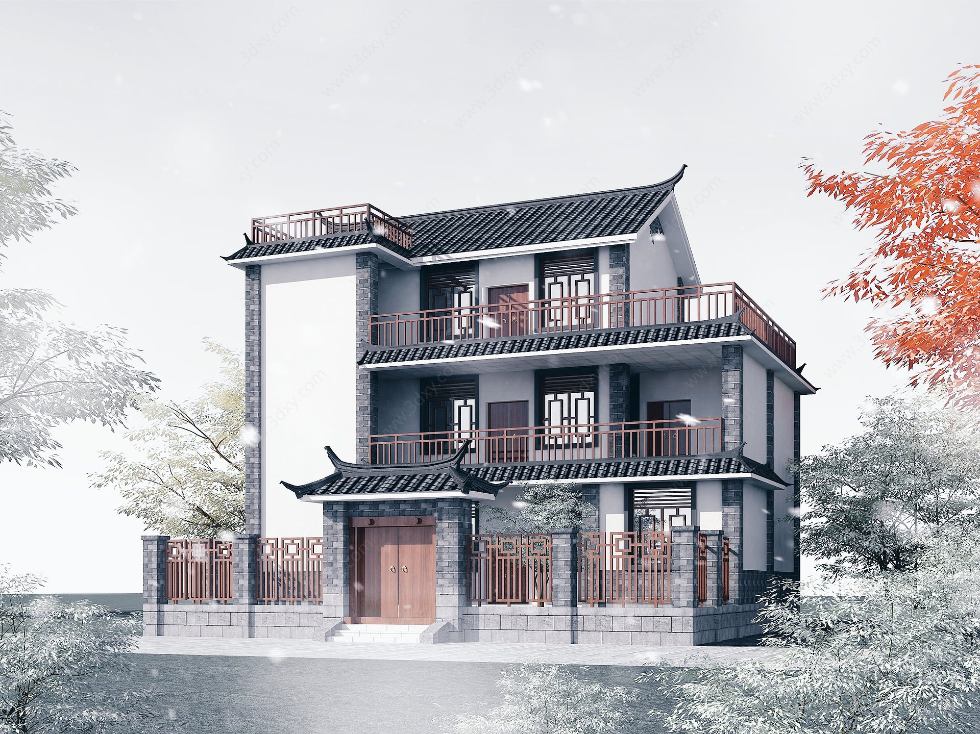 中式传统民居白族民居3D模型