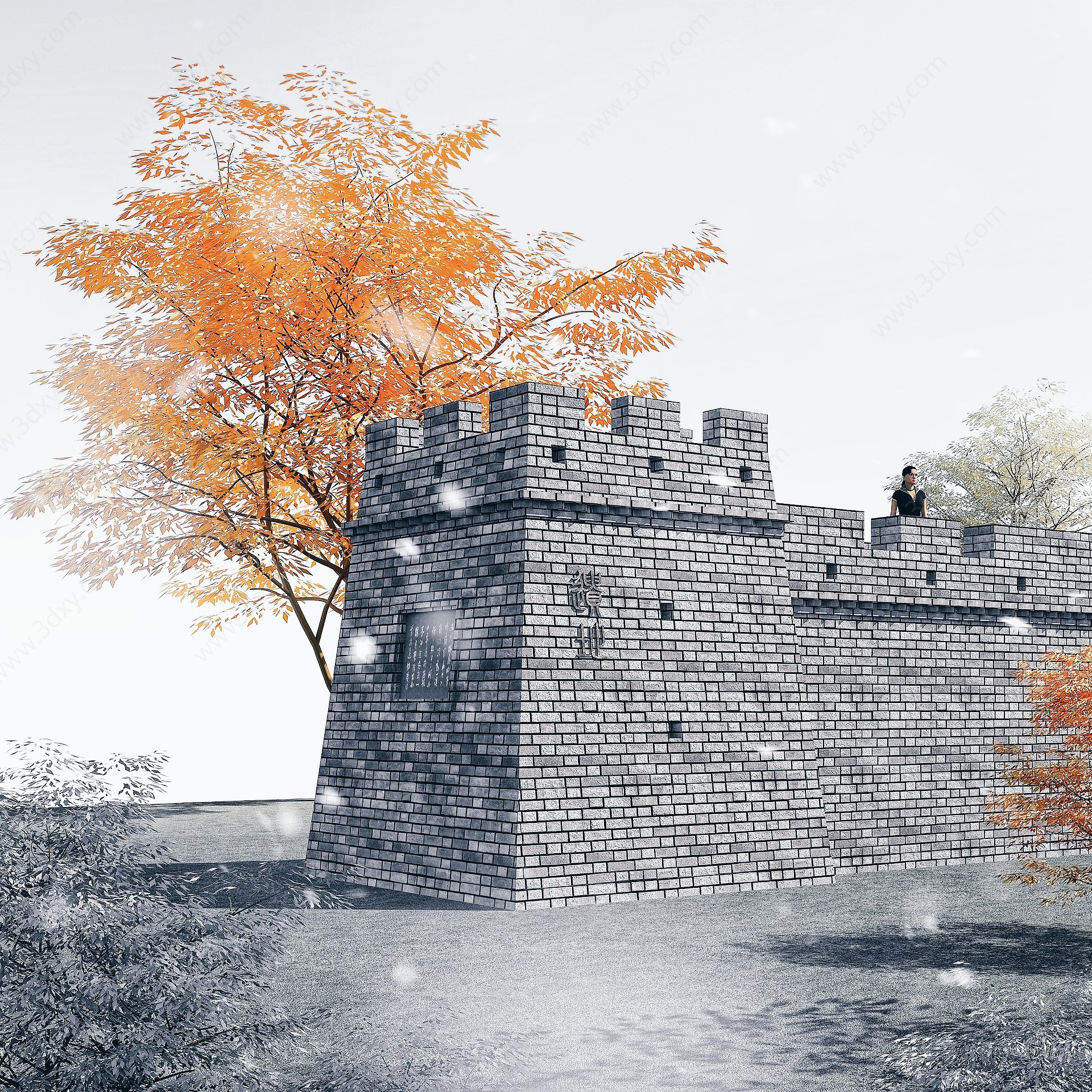 烽火台园林景观小品城墙3D模型