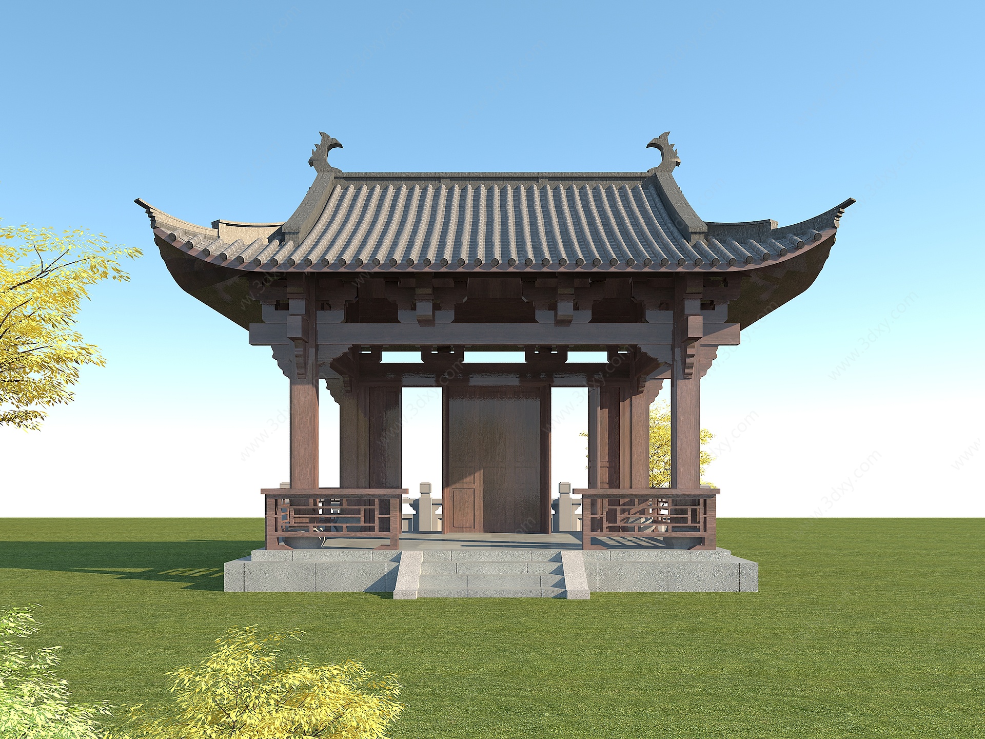 中式亭子古建筑戏台3D模型