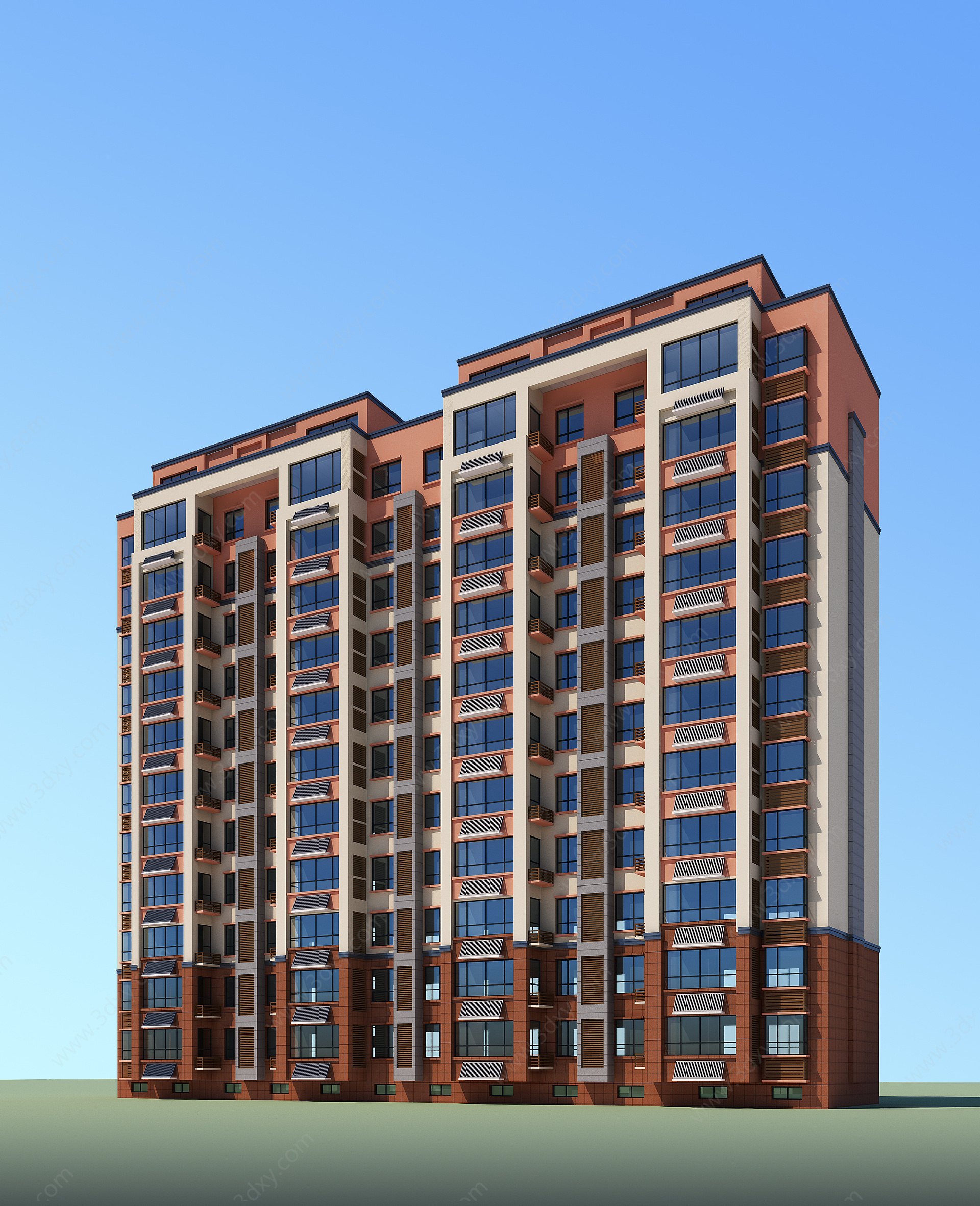 新中式小高层住宅楼3D模型