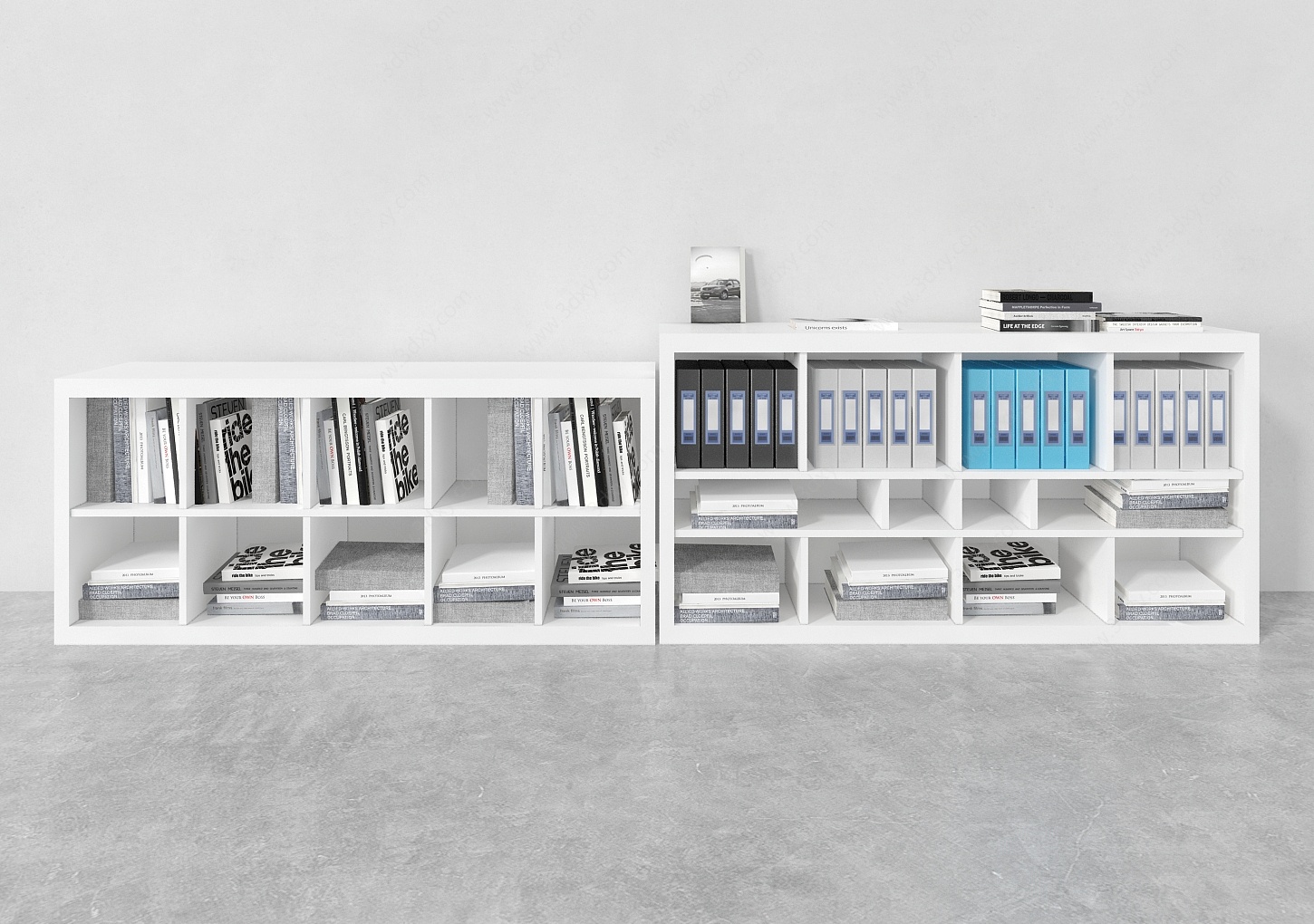 现代书柜书架边柜3D模型