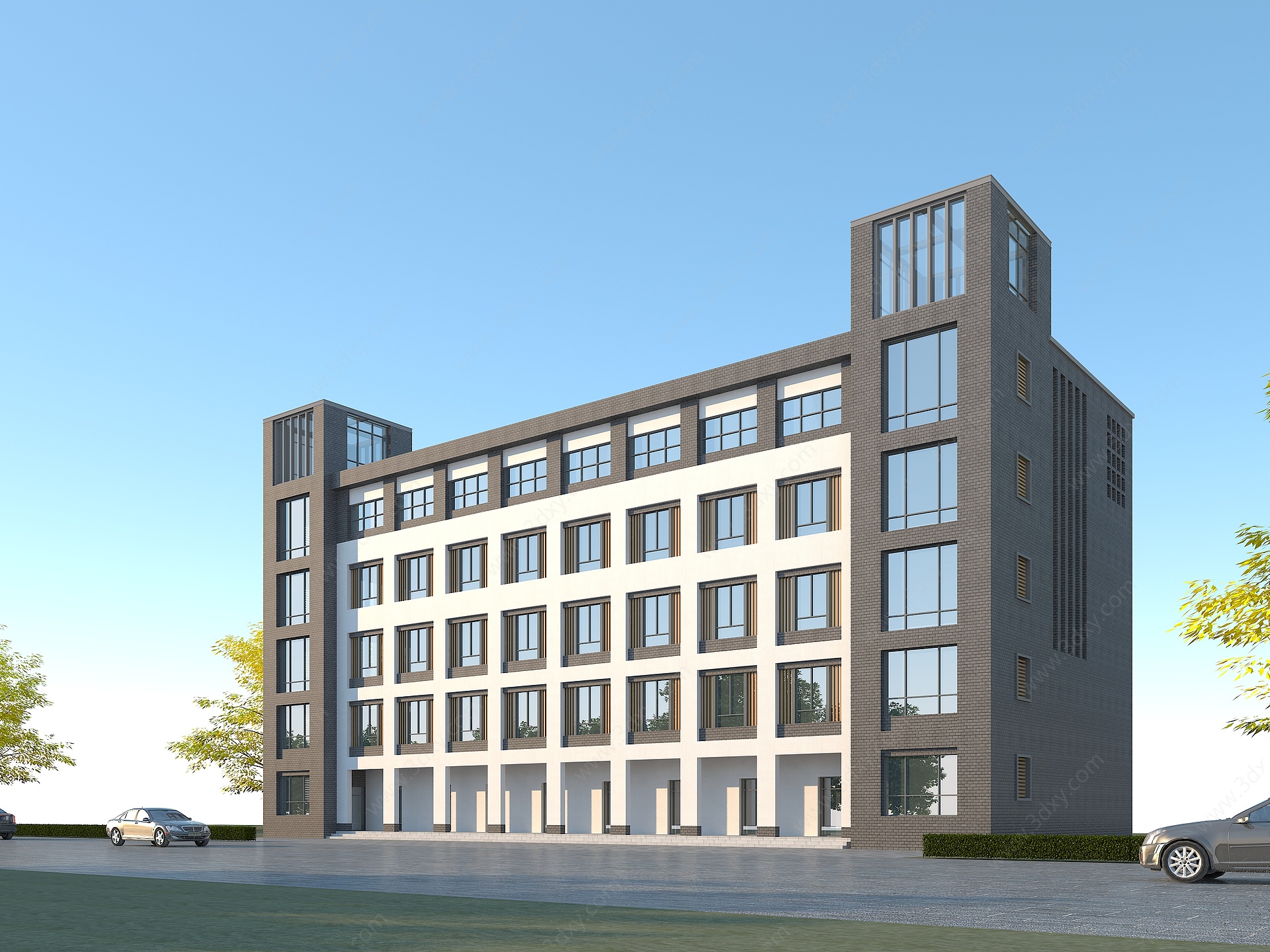 新中式办公楼宿舍楼商业街3D模型