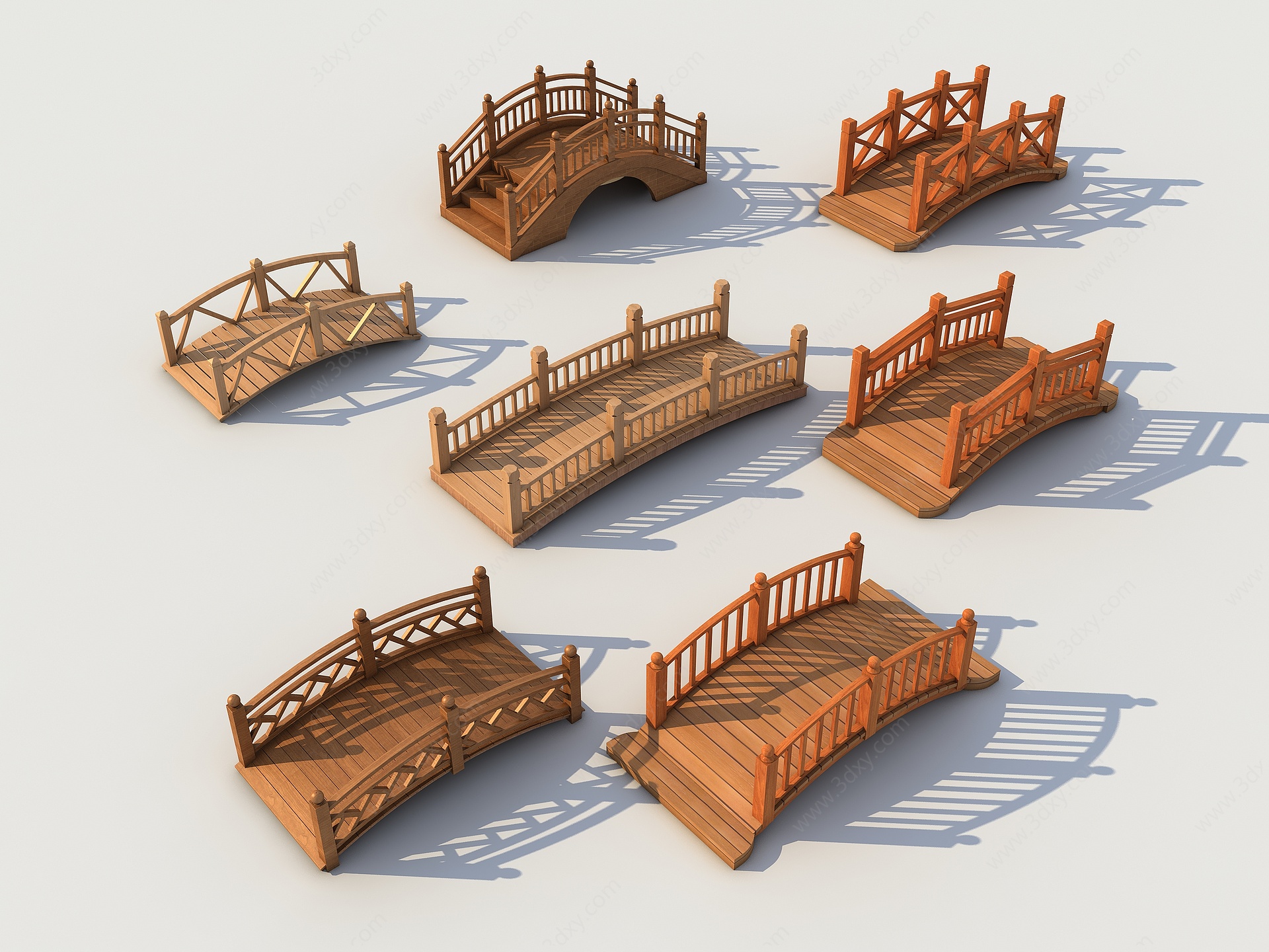 中式景观桥3D模型