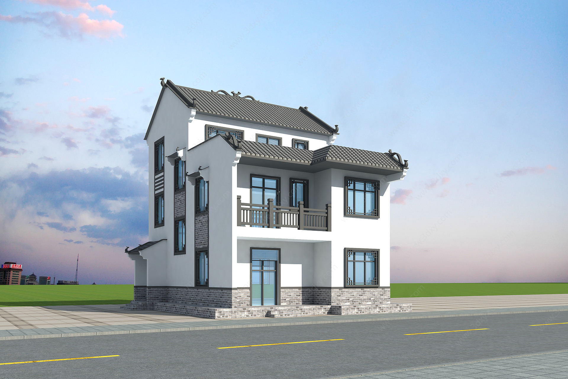 中式别墅3D模型