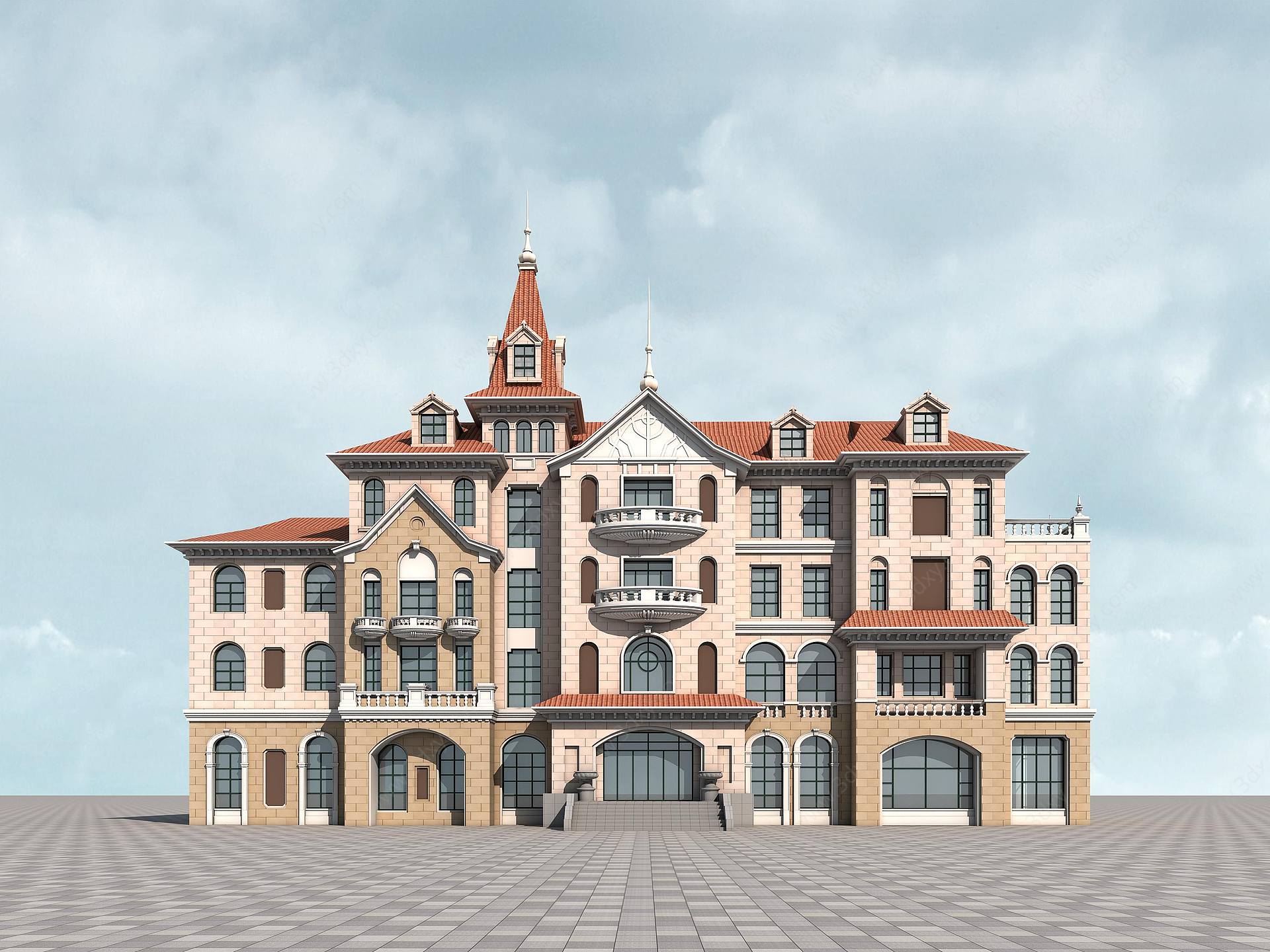 简欧办公楼住宅别墅3D模型