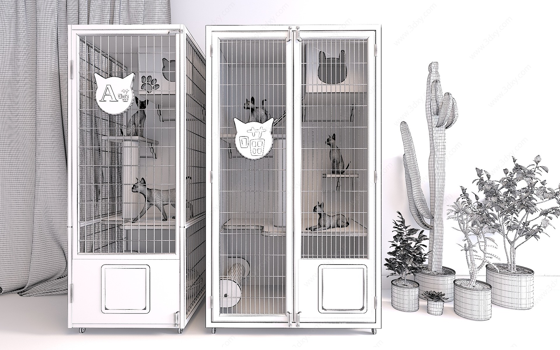 北欧装饰柜架猫爬架猫笼3D模型