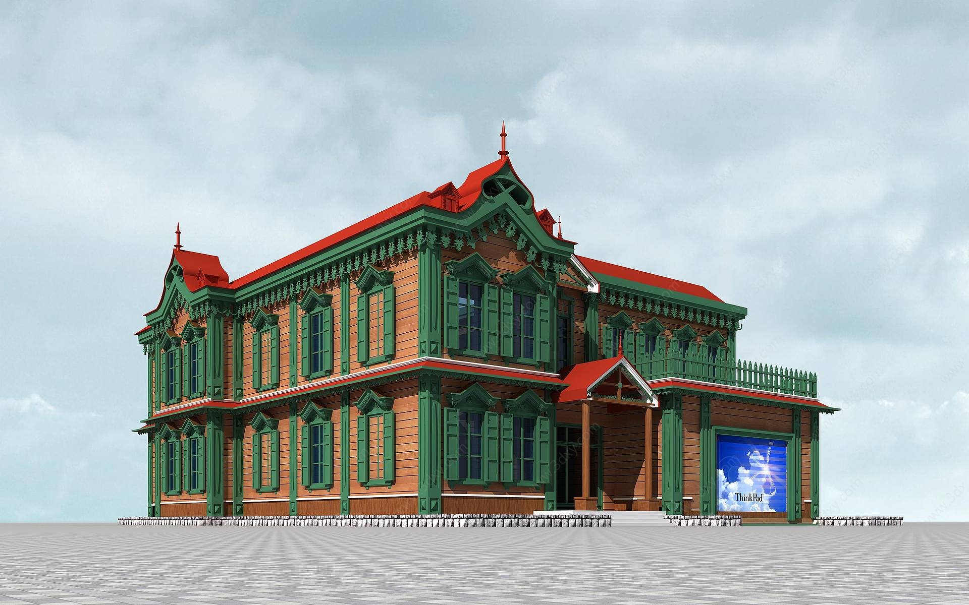 俄式别墅办公楼宾馆3D模型