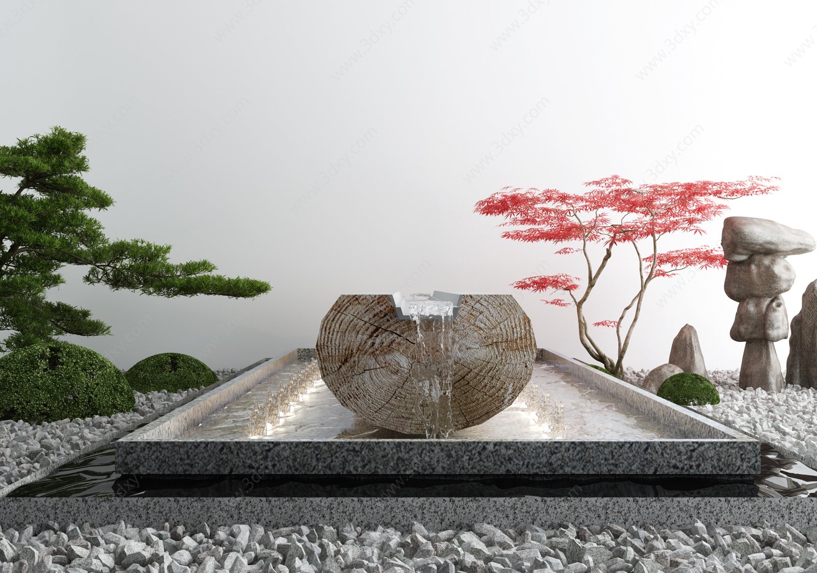 庭院景观小品枯山水石水景3D模型