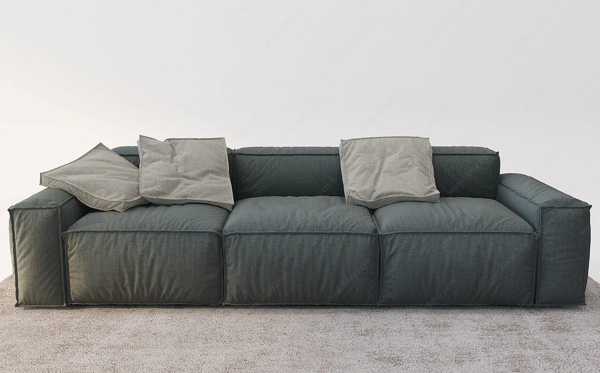 现代布艺三人沙发3D模型
