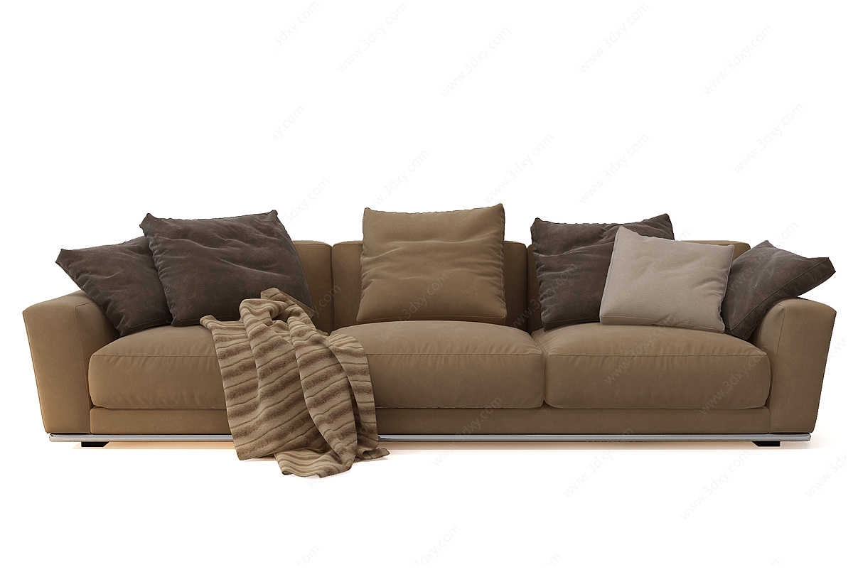 现代三人布艺沙发3D模型
