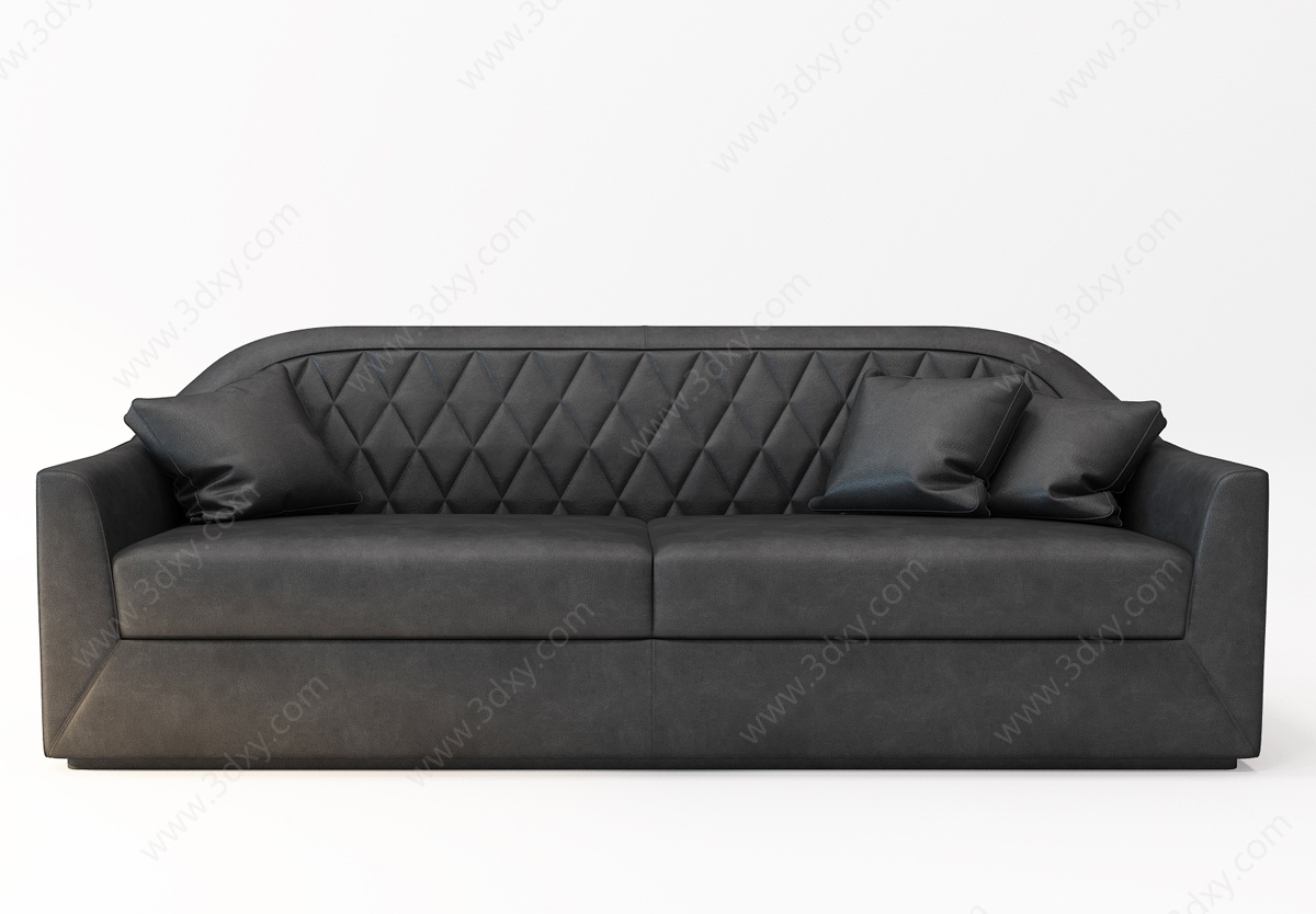现代简欧皮革双人沙发3D模型