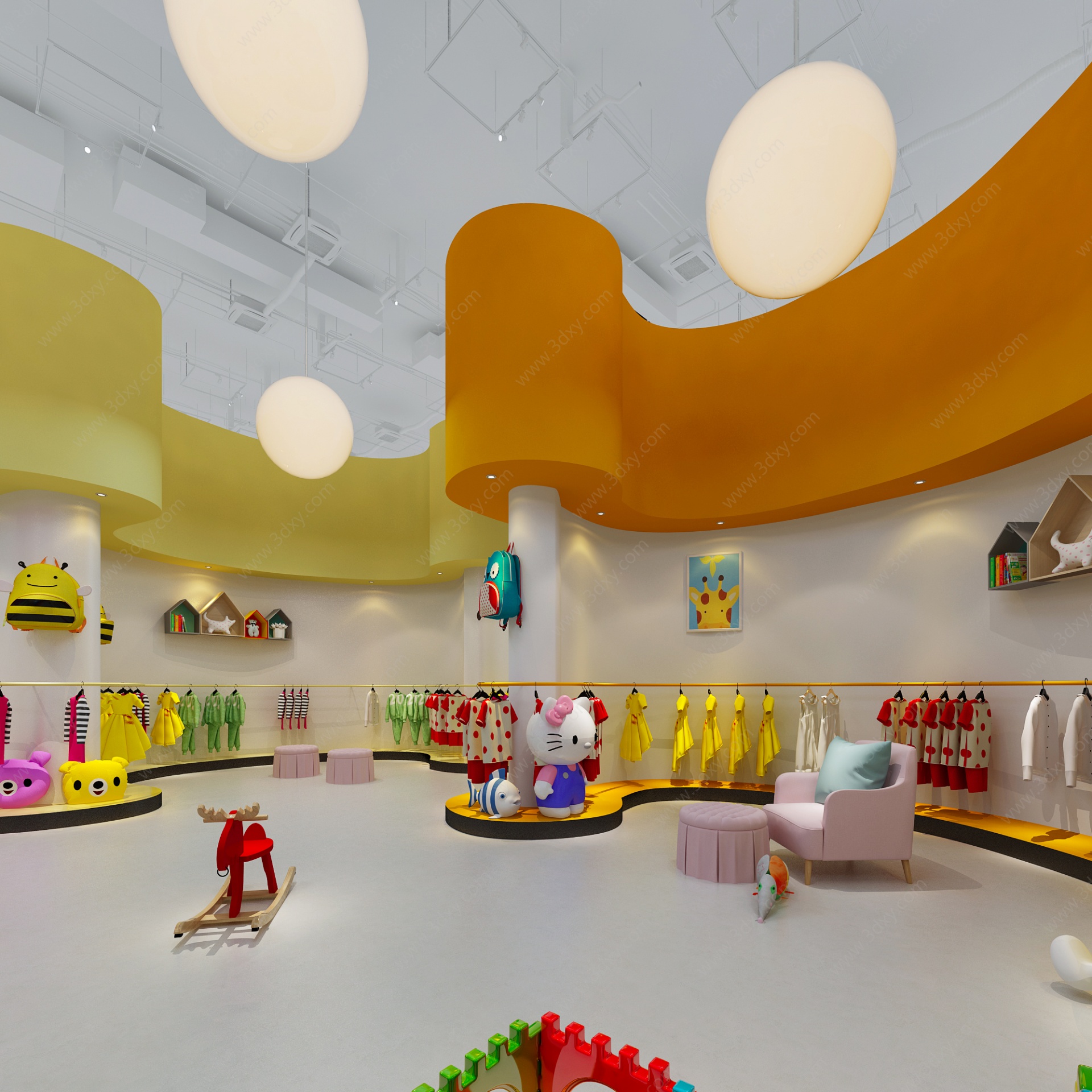 现代简约儿童服装店3D模型