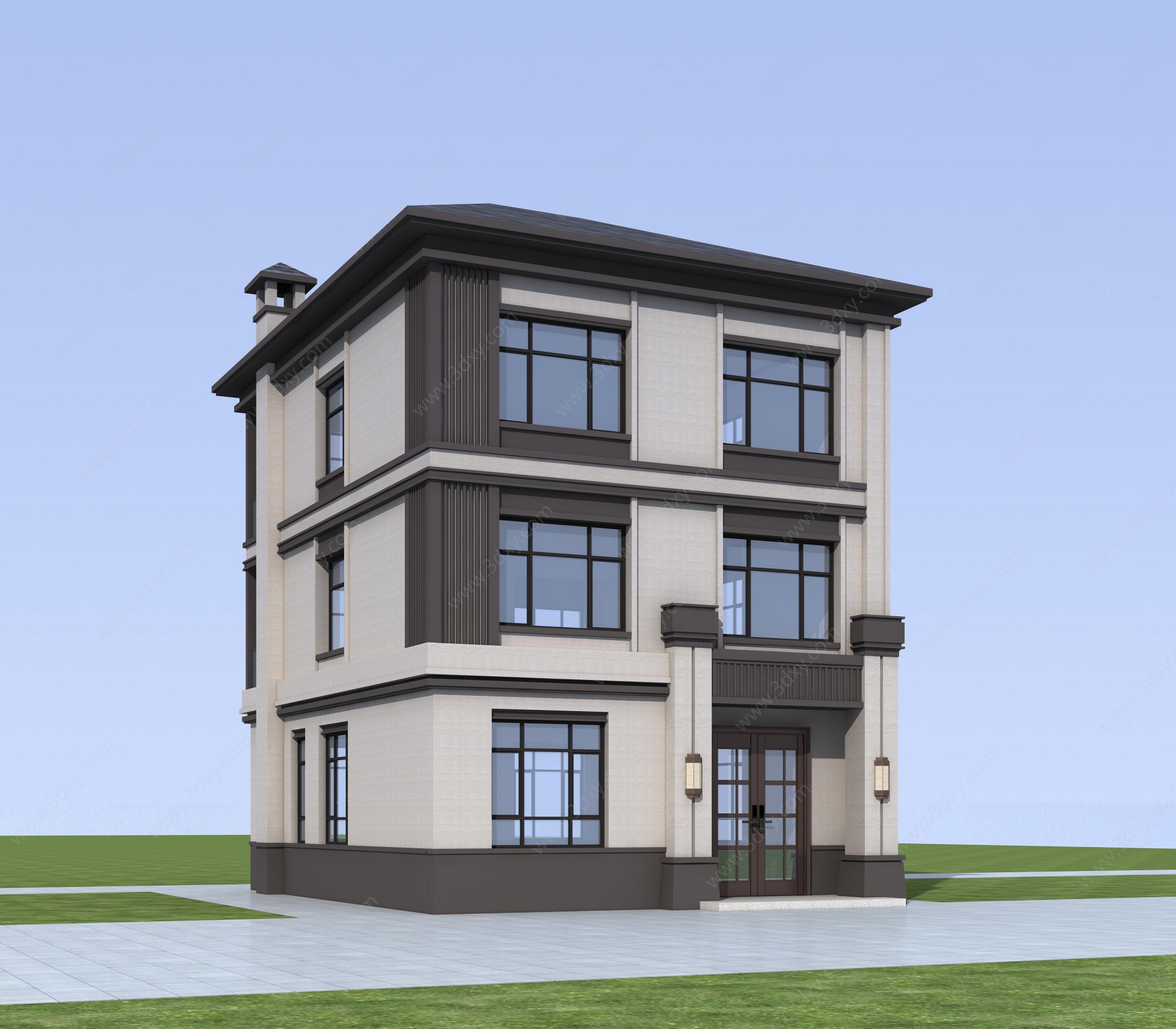 后现代三层别墅小房民宿3D模型