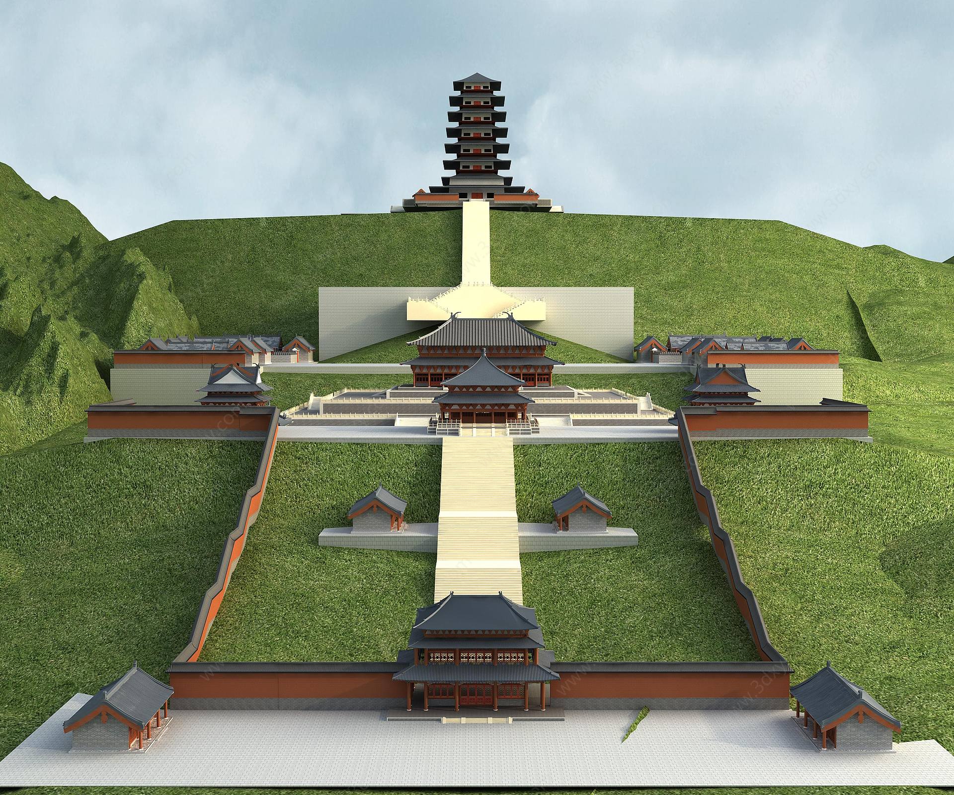 古建中式山中庙大殿3D模型