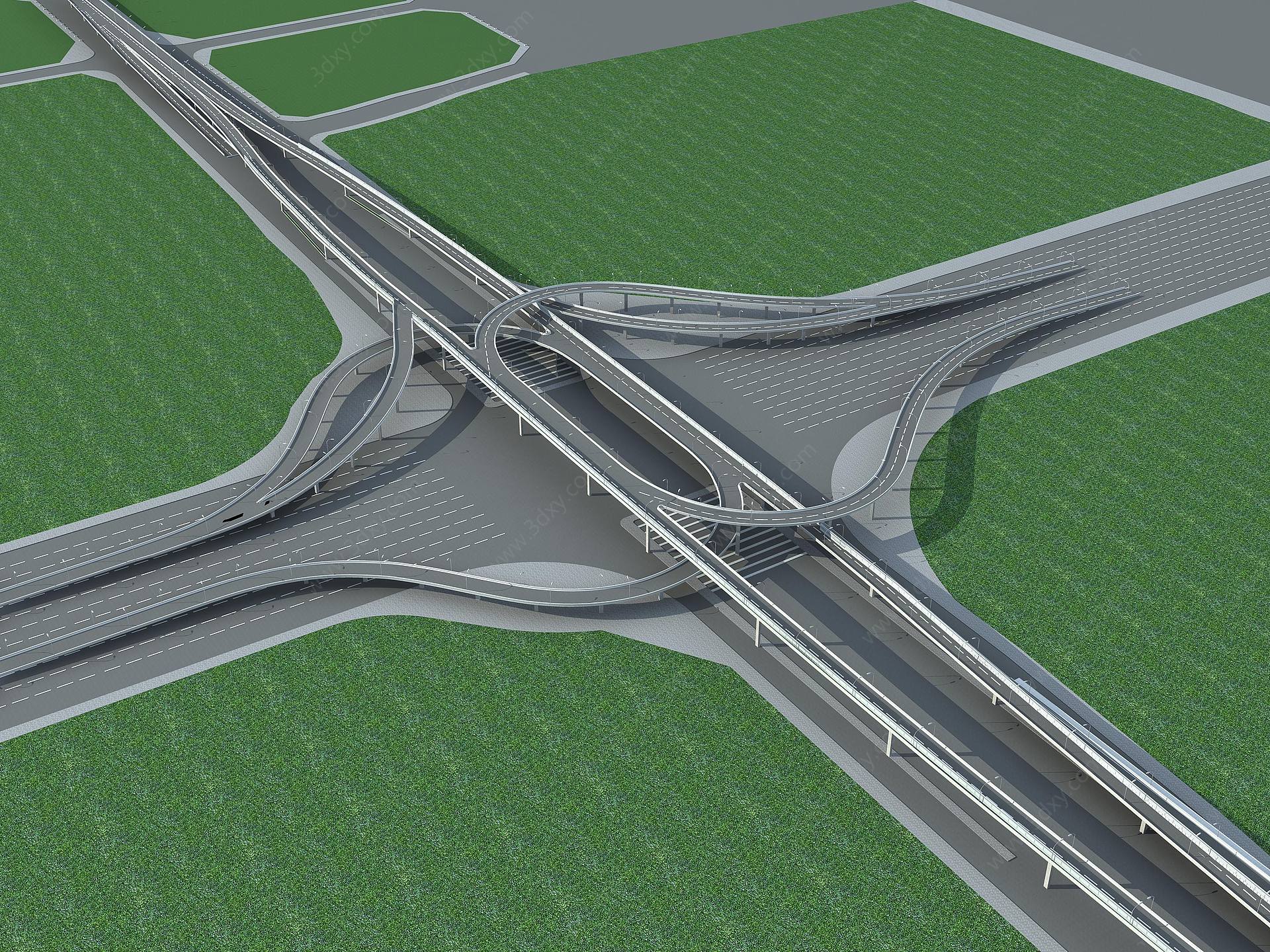 现代立交桥公路桥多孔桥3D模型