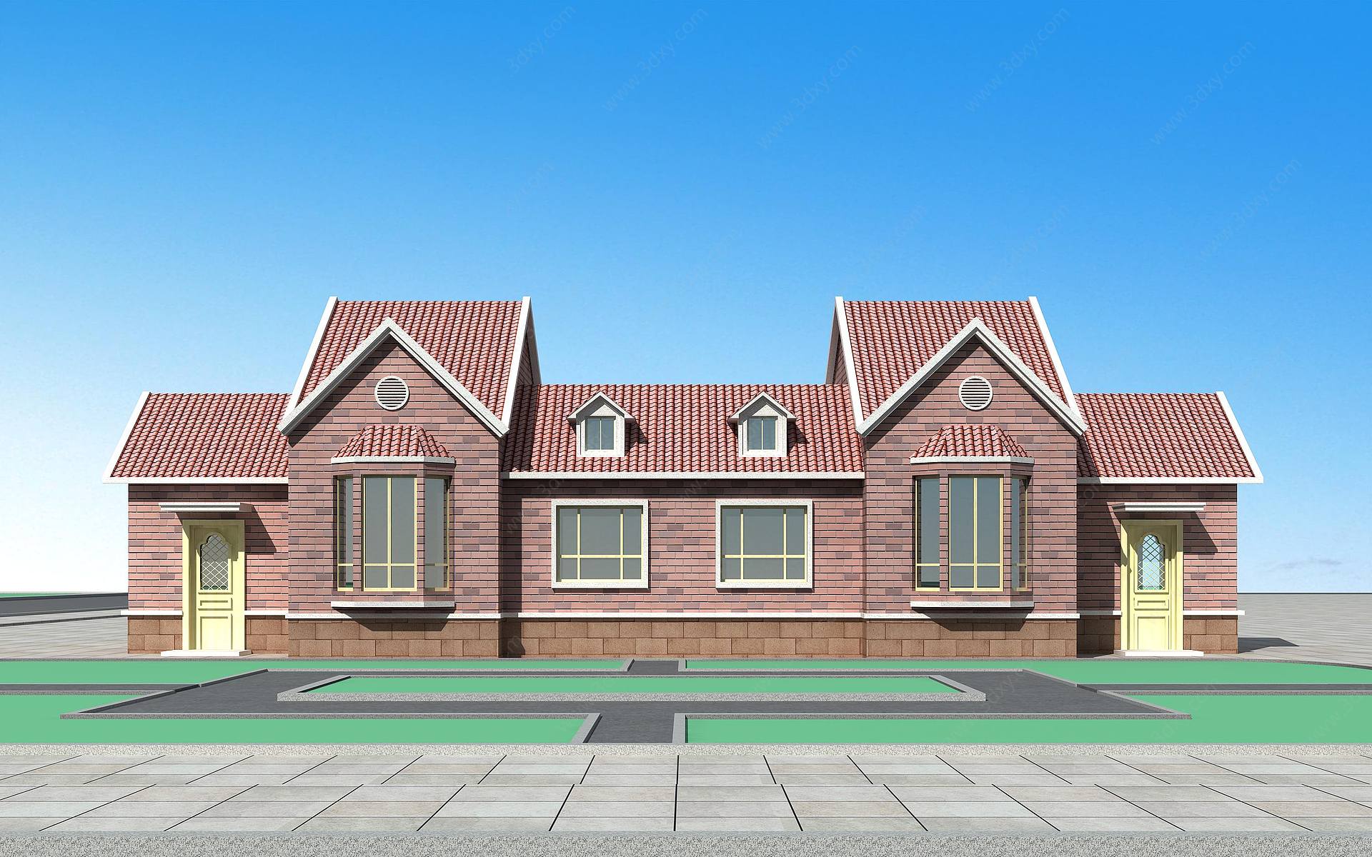 后现代别墅平房农村民房3D模型