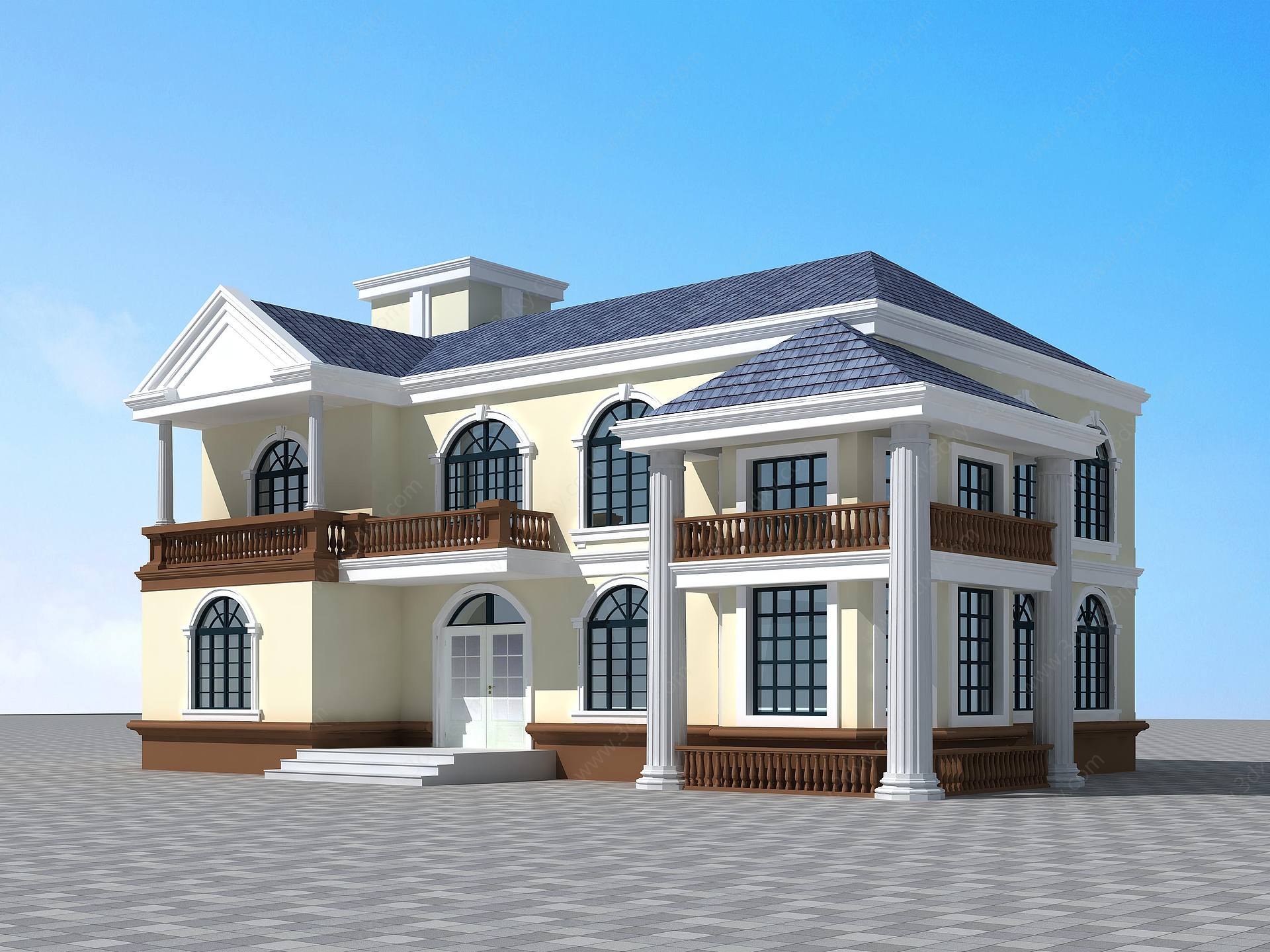 简欧二层别墅3D模型