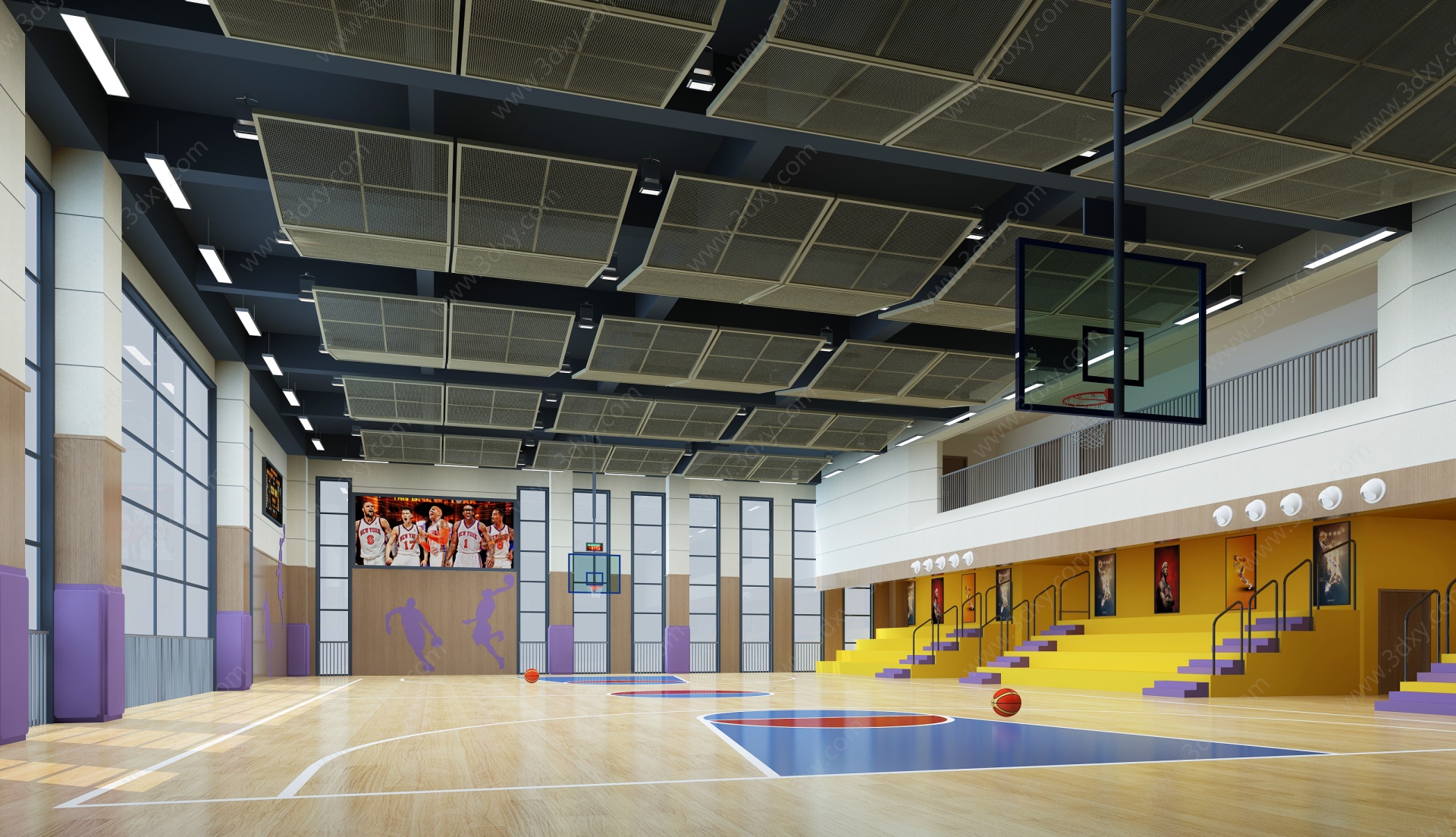 现代篮球馆篮球框显示屏3D模型