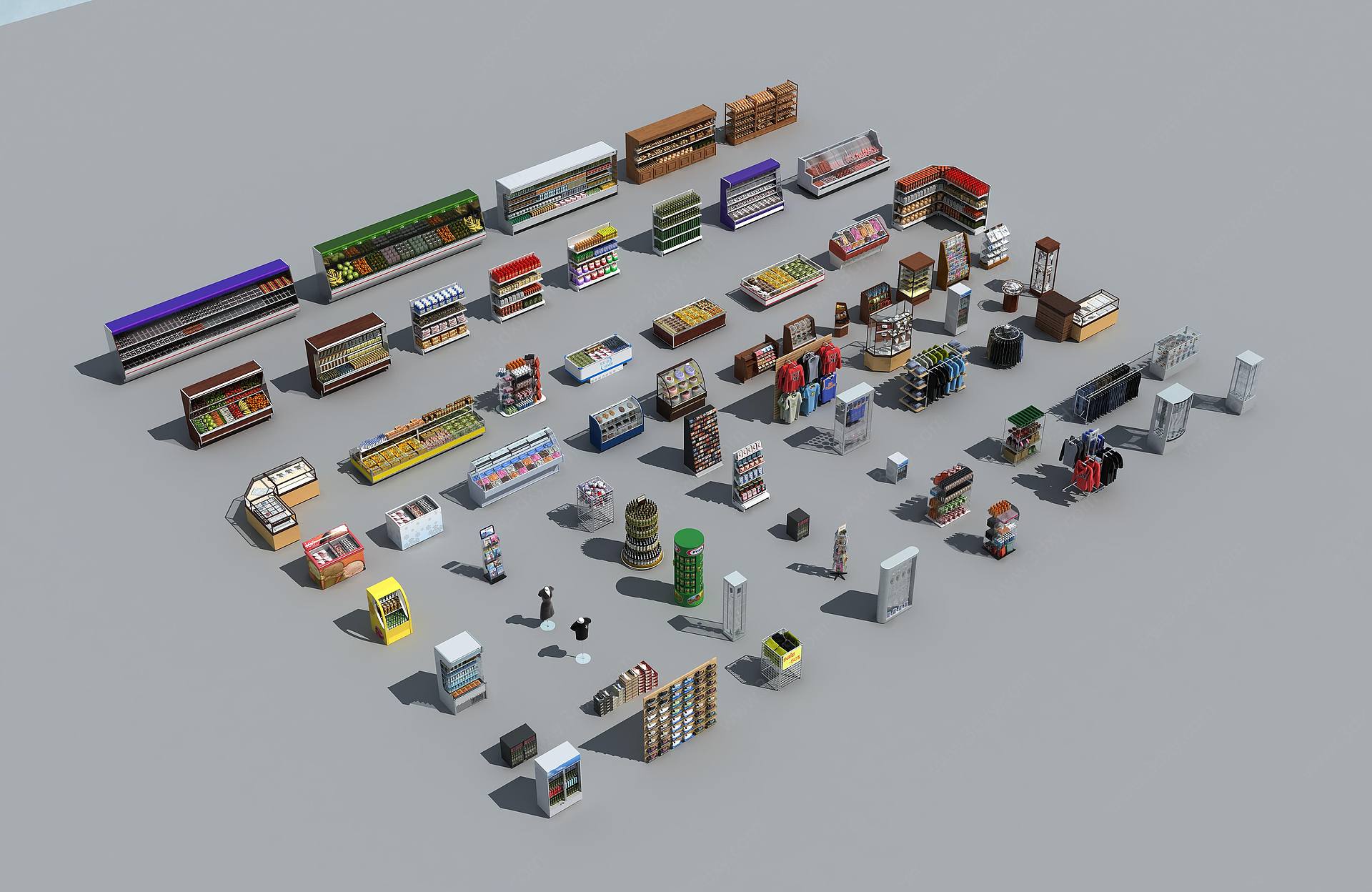超市百货商品货架货物食品3D模型