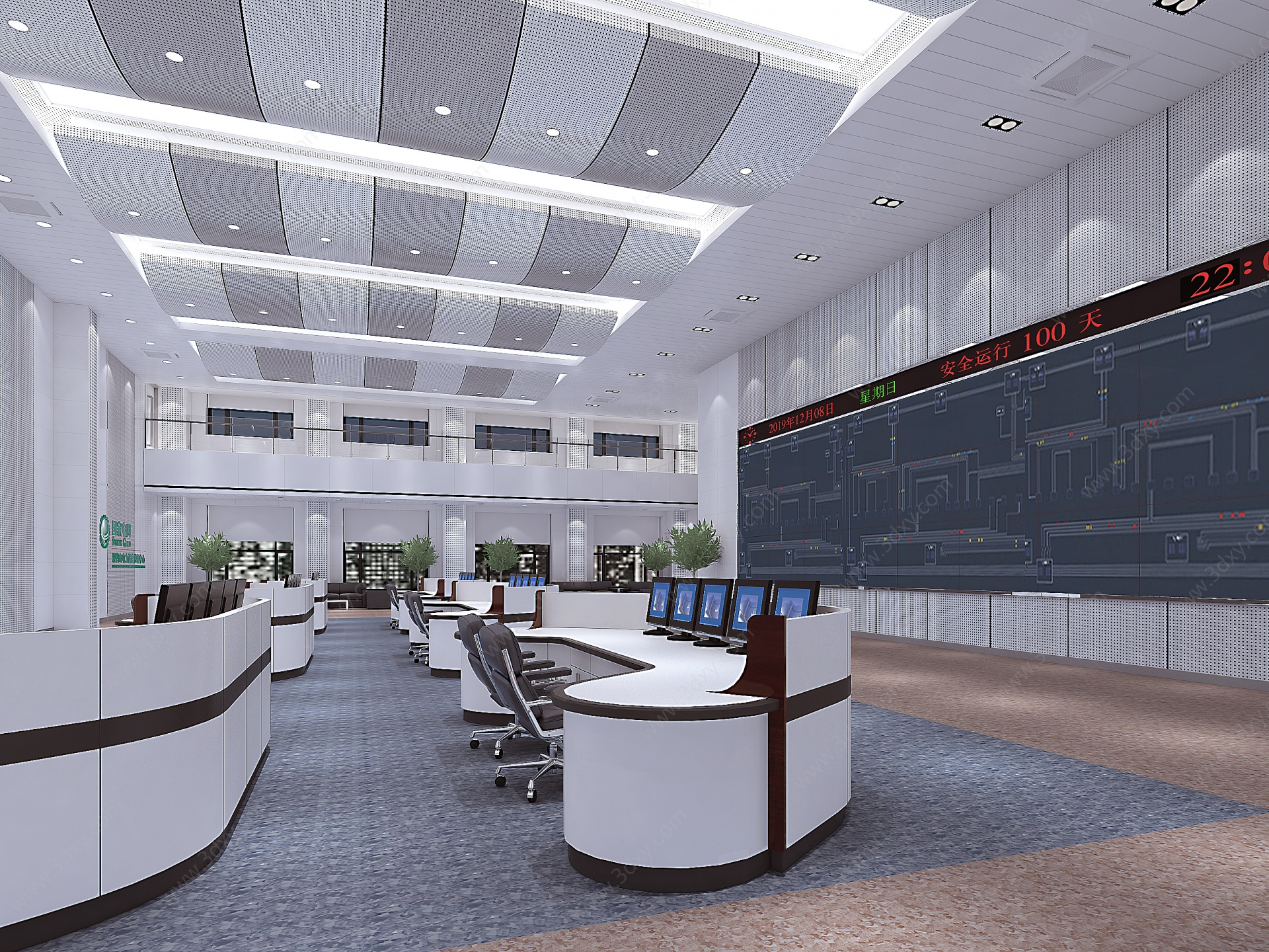 现代电力监控服务大厅3D模型