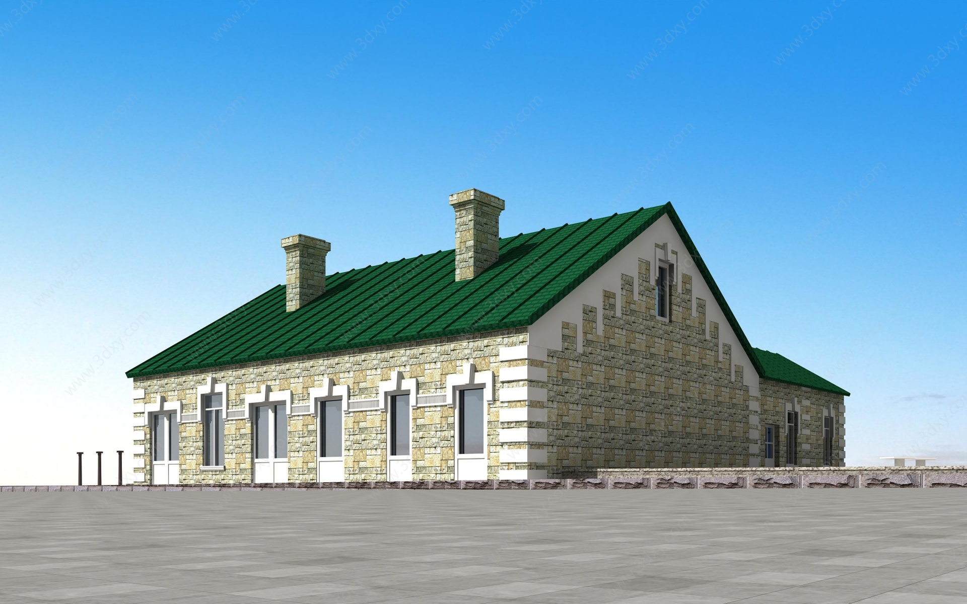 俄式小别墅一层平房小房3D模型