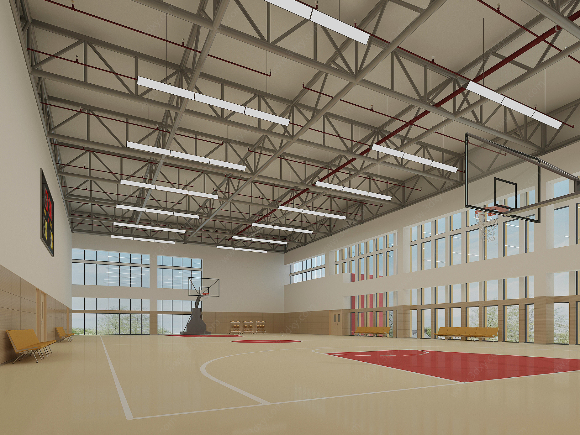 现代室内篮球馆3D模型